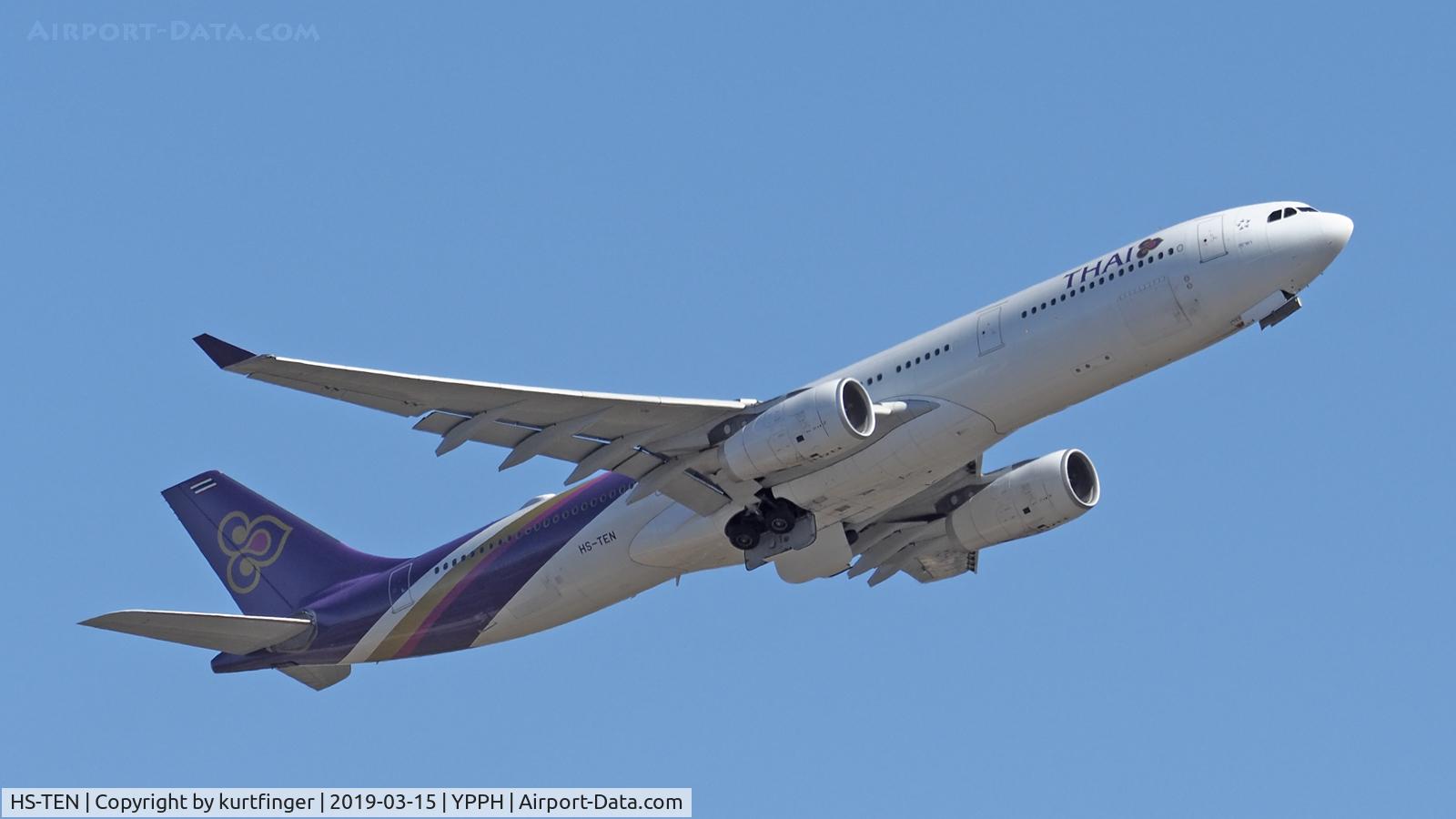 HS-TEN, 2009 Airbus A330-343X C/N 990, Airbus A330-343. Thai Airways International HS-TEN departed runway 06, YPPH 26/03/19.