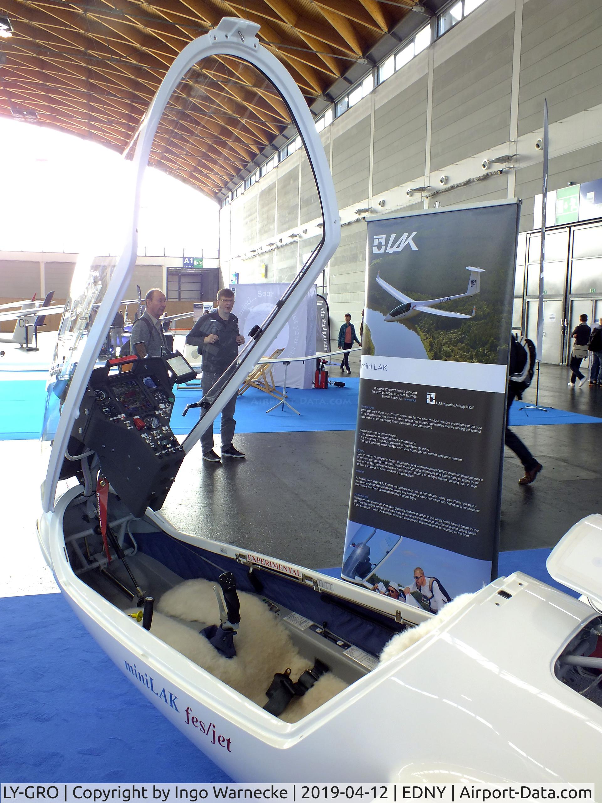 LY-GRO, Sportine Aviacija LAK-17B FES Mini C/N unknown_LY-GRO, Sportine Aviacija LAK-17B Mini FES (front electric sustainer) and retractable turbojet at the AERO 2019, Friedrichshafen  #c