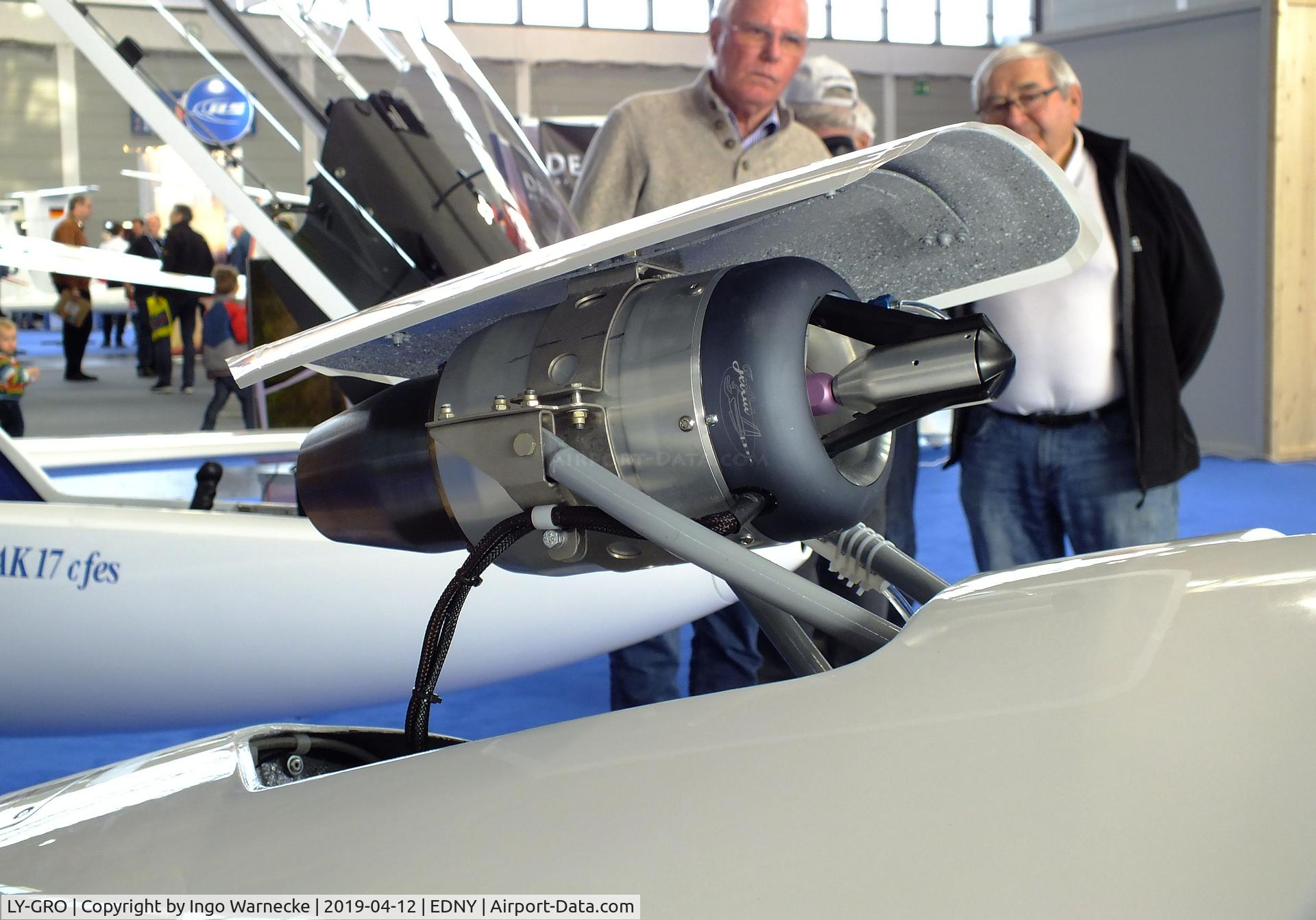 LY-GRO, Sportine Aviacija LAK-17B FES Mini C/N unknown_LY-GRO, Sportine Aviacija LAK-17B Mini FES (front electric sustainer) and retractable turbojet at the AERO 2019, Friedrichshafen