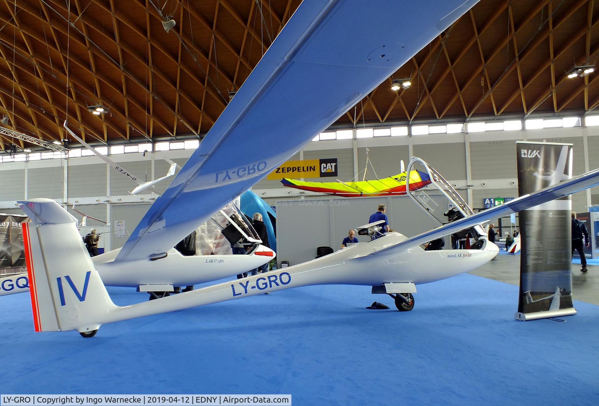 LY-GRO, Sportine Aviacija LAK-17B FES Mini C/N unknown_LY-GRO, Sportine Aviacija LAK-17B Mini FES (front electric sustainer) and retractable turbojet at the AERO 2019, Friedrichshafen