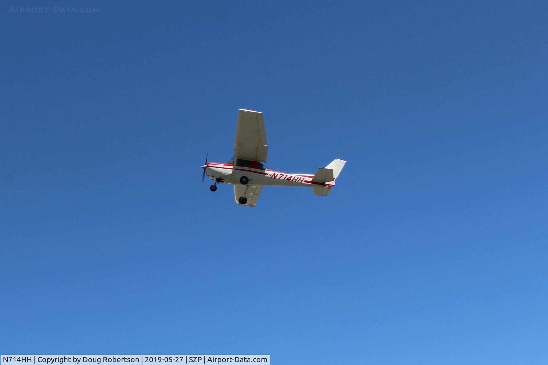 N714HH, 1977 Cessna 150M C/N 15079185, 1977 Cessna 150M, Continental O-200 100 Hp, takeoff climb Rwy 22