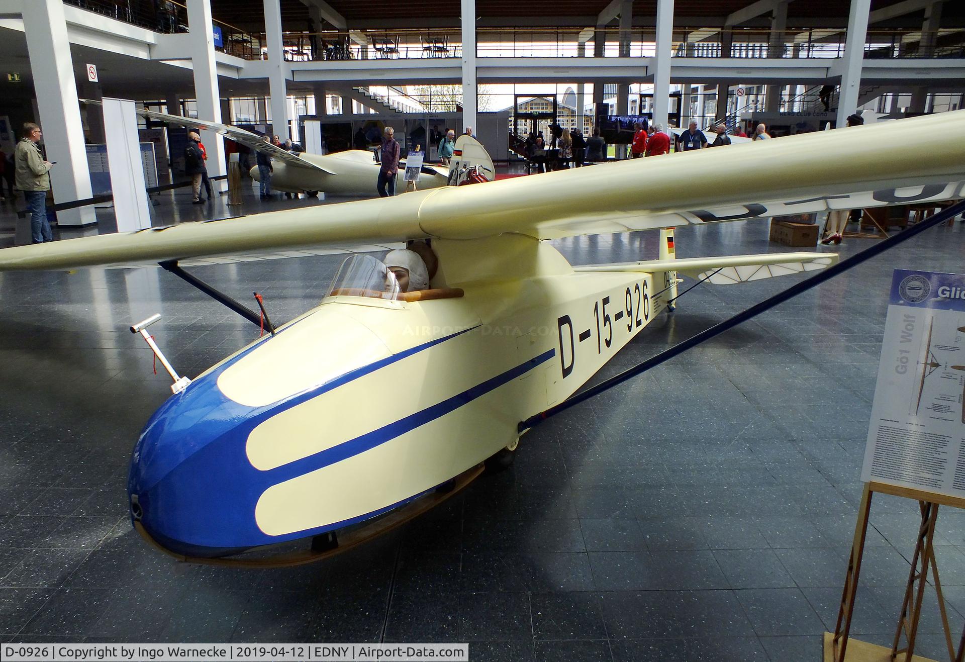 D-0926, 1937 Goppingen Gö 1 Wolf C/N 138, Schempp-Hirth Göppingen Gö 1 Wolf at the AERO 2019, Friedrichshafen