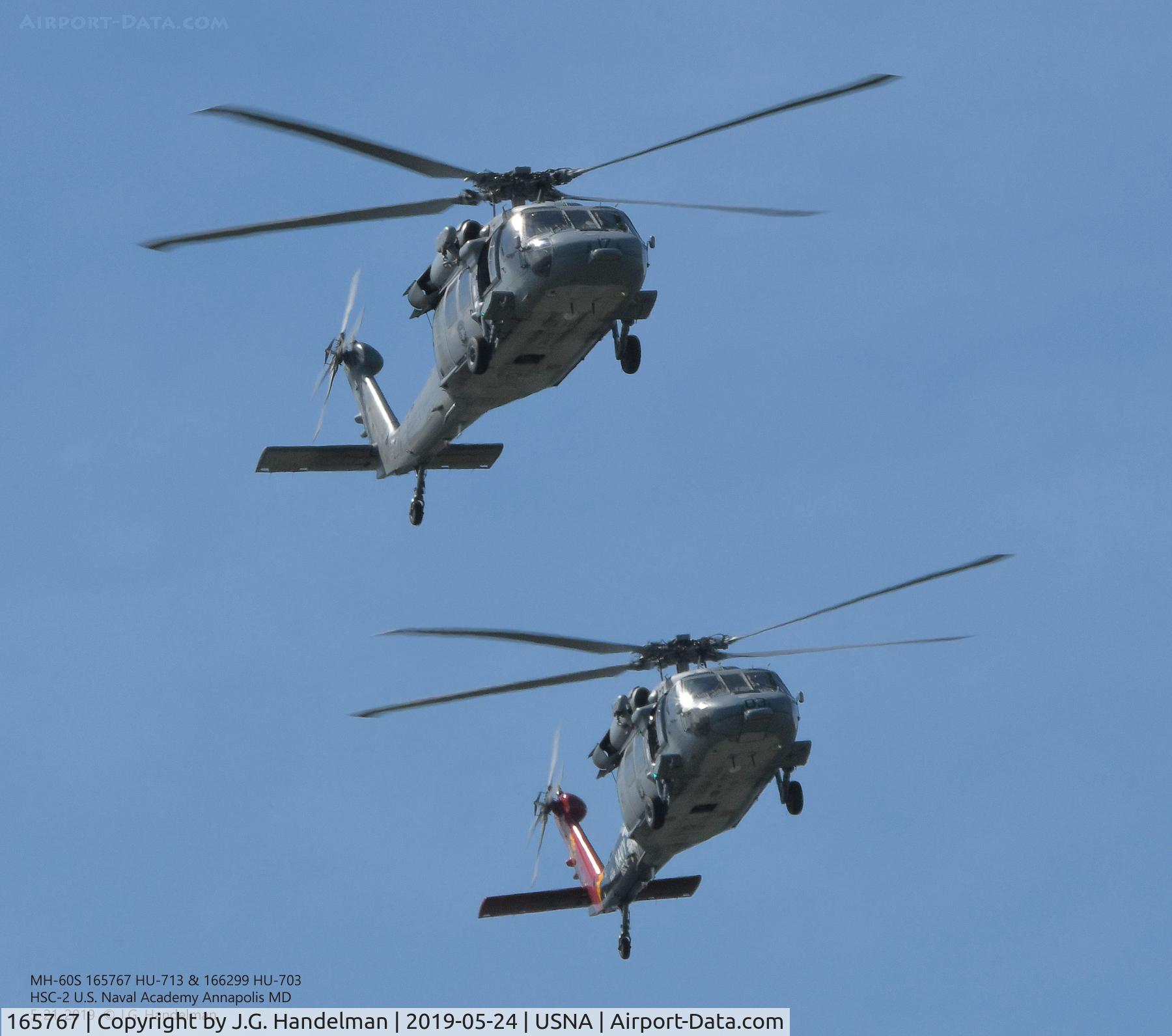 165767, Sikorsky MH-60S Seahawk C/N 70-2685, Two Seahawks approaching for landing at Naval Academy.