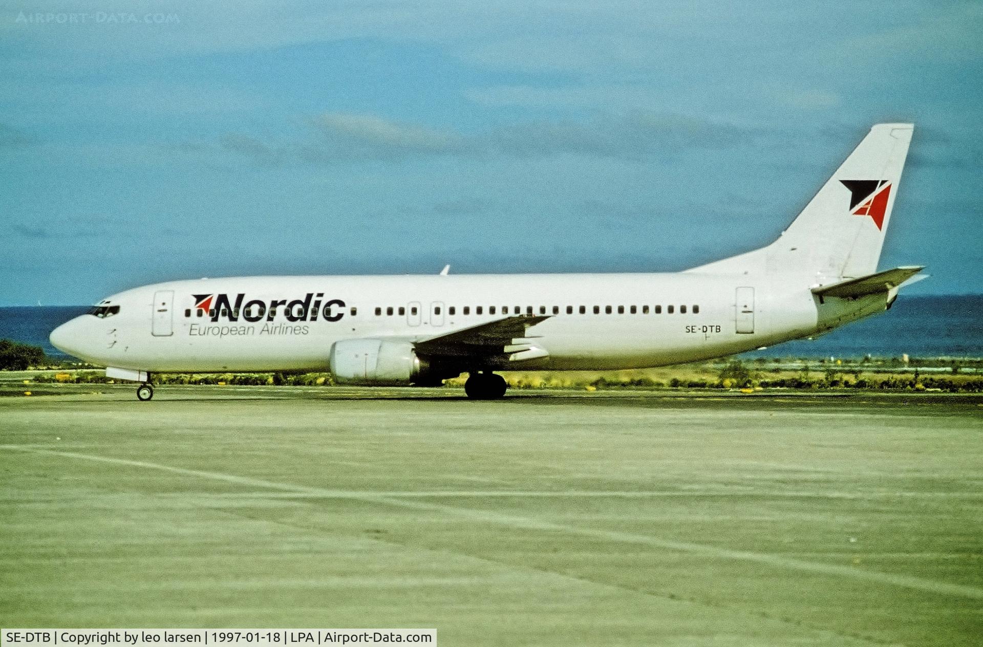 SE-DTB, 1991 Boeing 737-4Y0 C/N 24911, Laspalmas 18.1.1997 now Nordic European