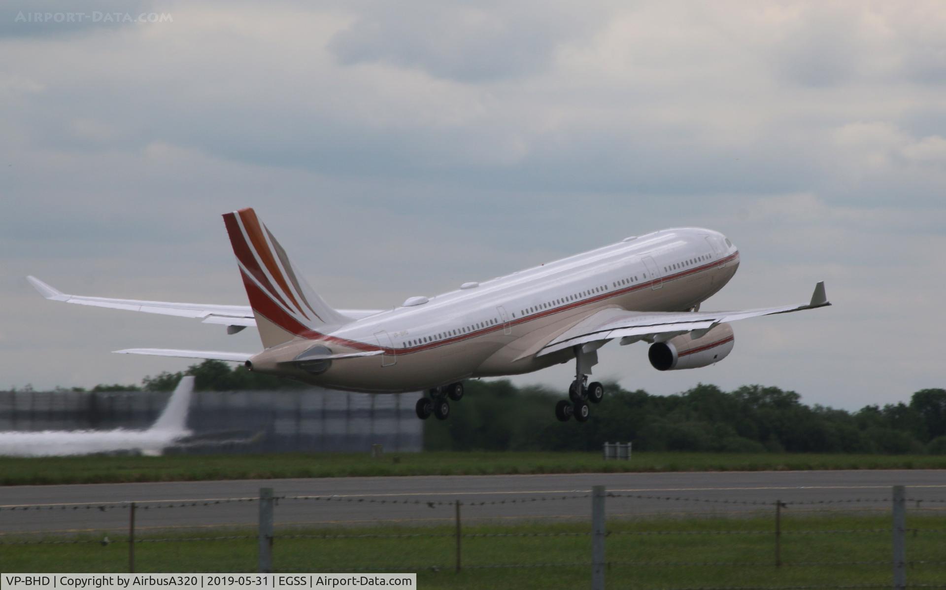 VP-BHD, 2016 Airbus A330-243ACJ C/N 1751, Lifting off from London Stansted
