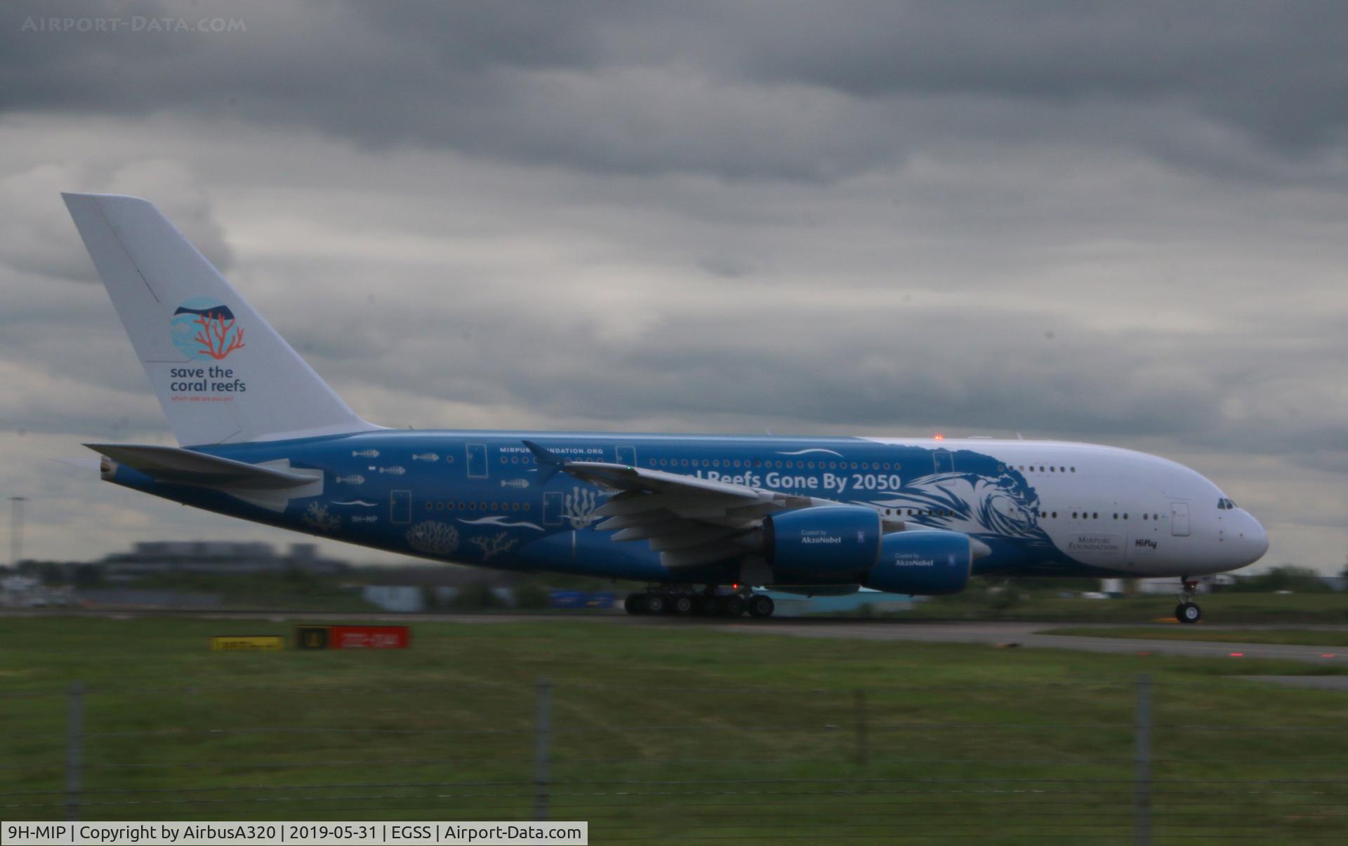 9H-MIP, 2006 Airbus A380-841 C/N 006, Departing London Stansted