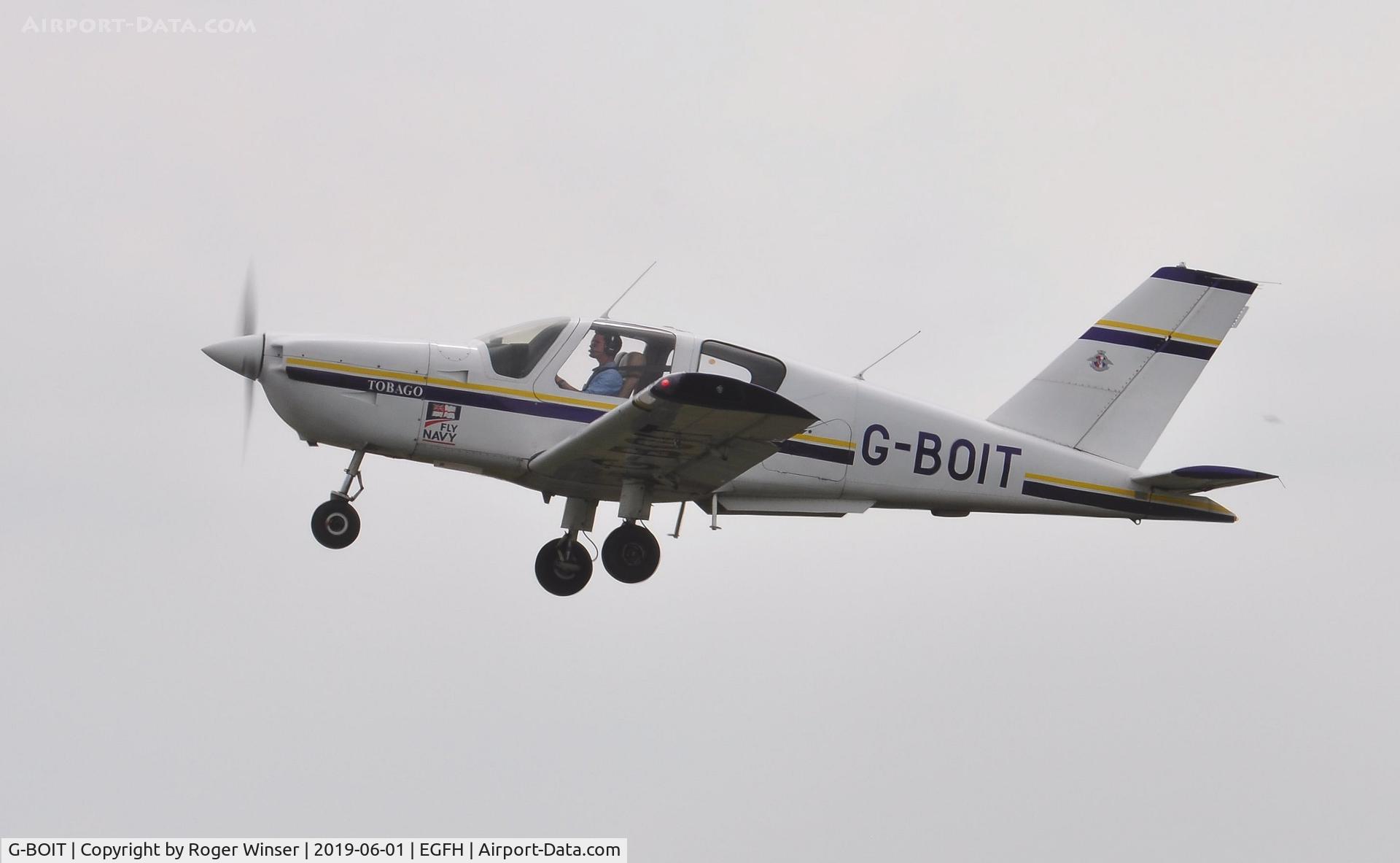 G-BOIT, 1988 Socata TB-10 Tobago C/N 810, Visiting Tobago departing Runway 10.