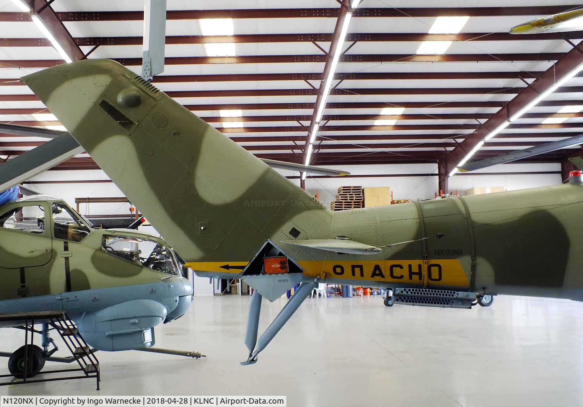 N120NX, Mil Mi-24D C/N 110155, Mil Mi-24D HIND-D in a hangar of the former Cold War Air Museum at Lancaster Regional Airport, Dallas County TX