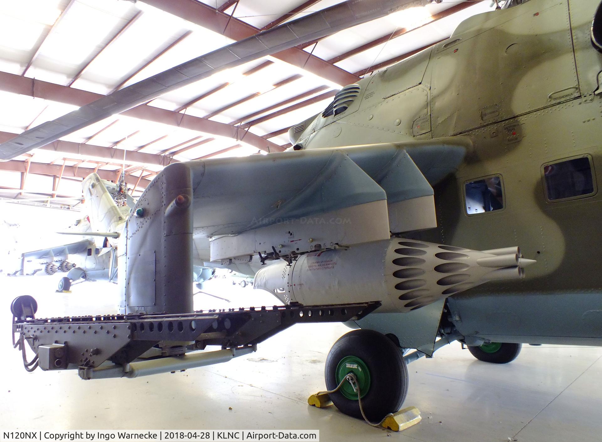 N120NX, Mil Mi-24D C/N 110155, Mil Mi-24D HIND-D in a hangar of the former Cold War Air Museum at Lancaster Regional Airport, Dallas County TX