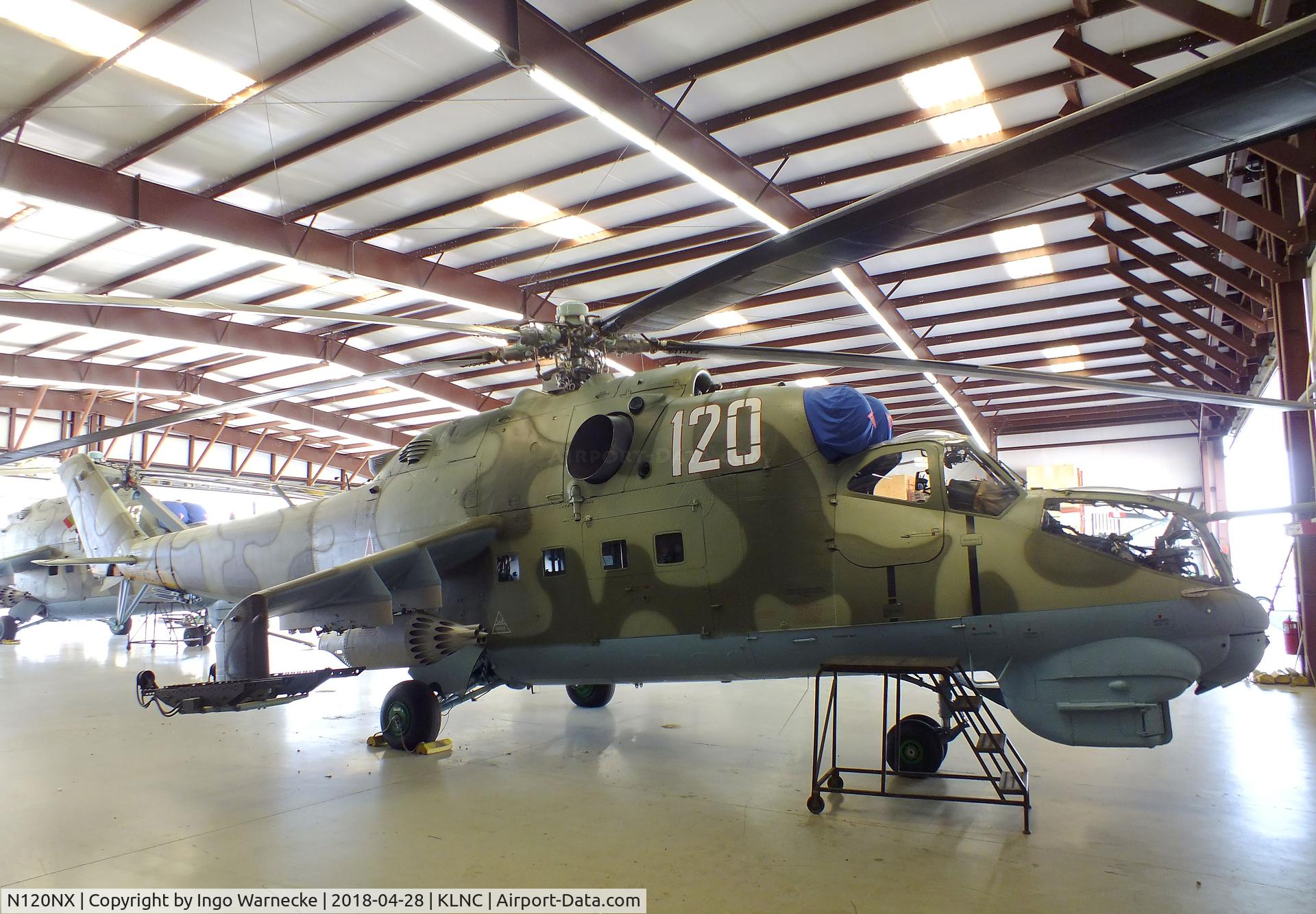 N120NX, Mil Mi-24D C/N 110155, Mil Mi-24D HIND-D in a hangar of the former Cold War Air Museum at Lancaster Regional Airport, Dallas County TX