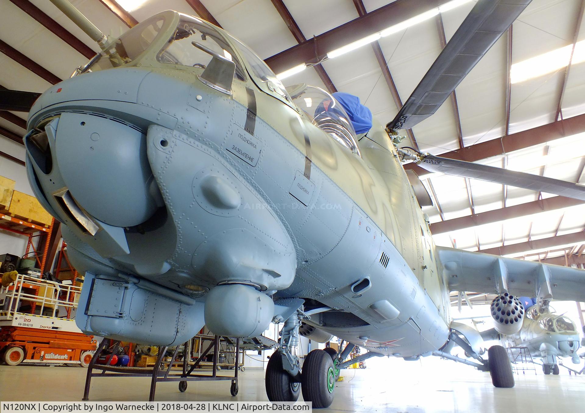 N120NX, Mil Mi-24D C/N 110155, Mil Mi-24D HIND-D in a hangar of the former Cold War Air Museum at Lancaster Regional Airport, Dallas County TX