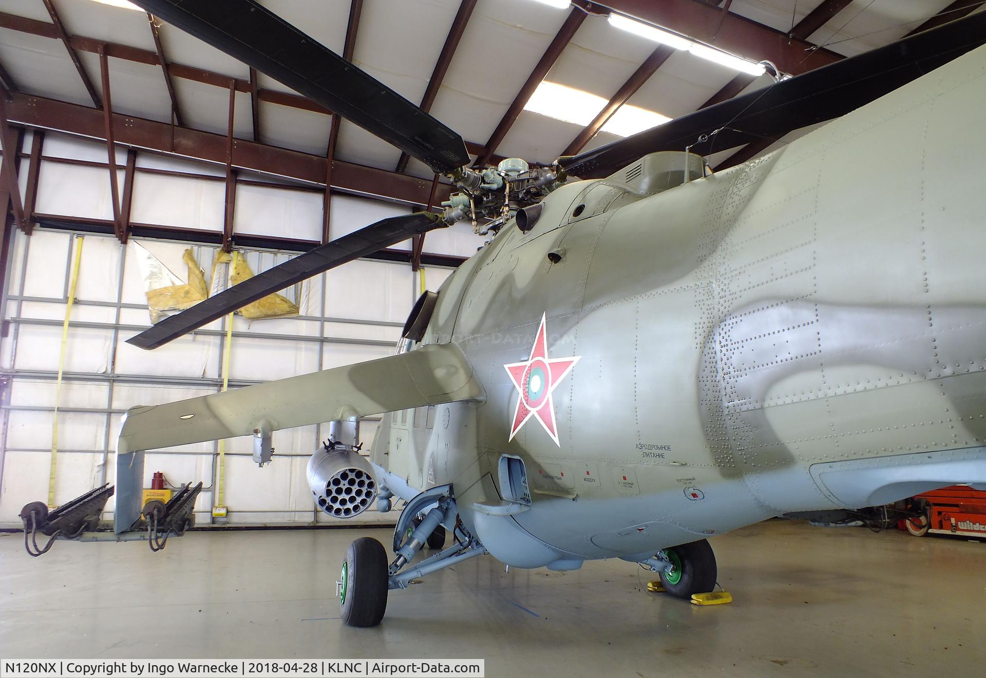 N120NX, Mil Mi-24D C/N 110155, Mil Mi-24D HIND-D in a hangar of the former Cold War Air Museum at Lancaster Regional Airport, Dallas County TX