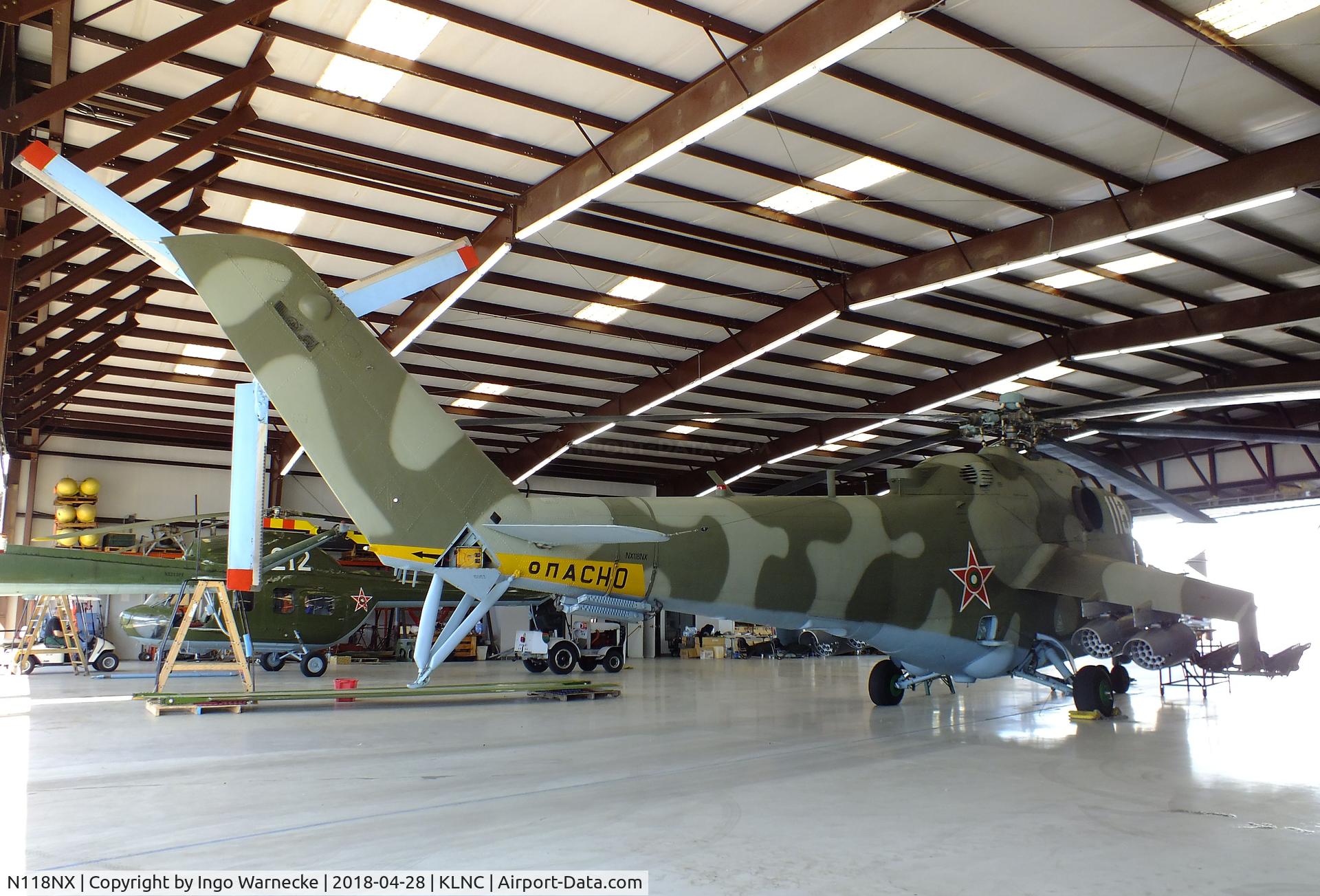 N118NX, Mil MI-24D C/N 150153, Mil Mi-24D HIND-D in a hangar of the former Cold War Air Museum at Lancaster Regional Airport, Dallas County TX