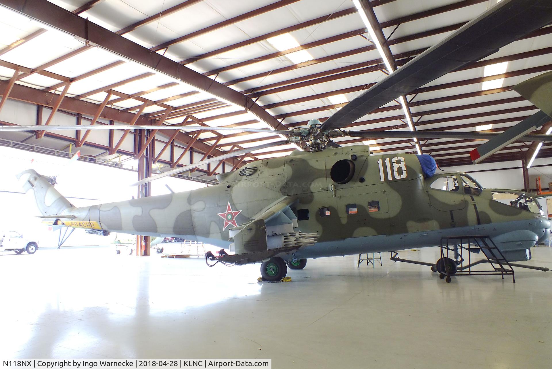 N118NX, Mil MI-24D C/N 150153, Mil Mi-24D HIND-D in a hangar of the former Cold War Air Museum at Lancaster Regional Airport, Dallas County TX