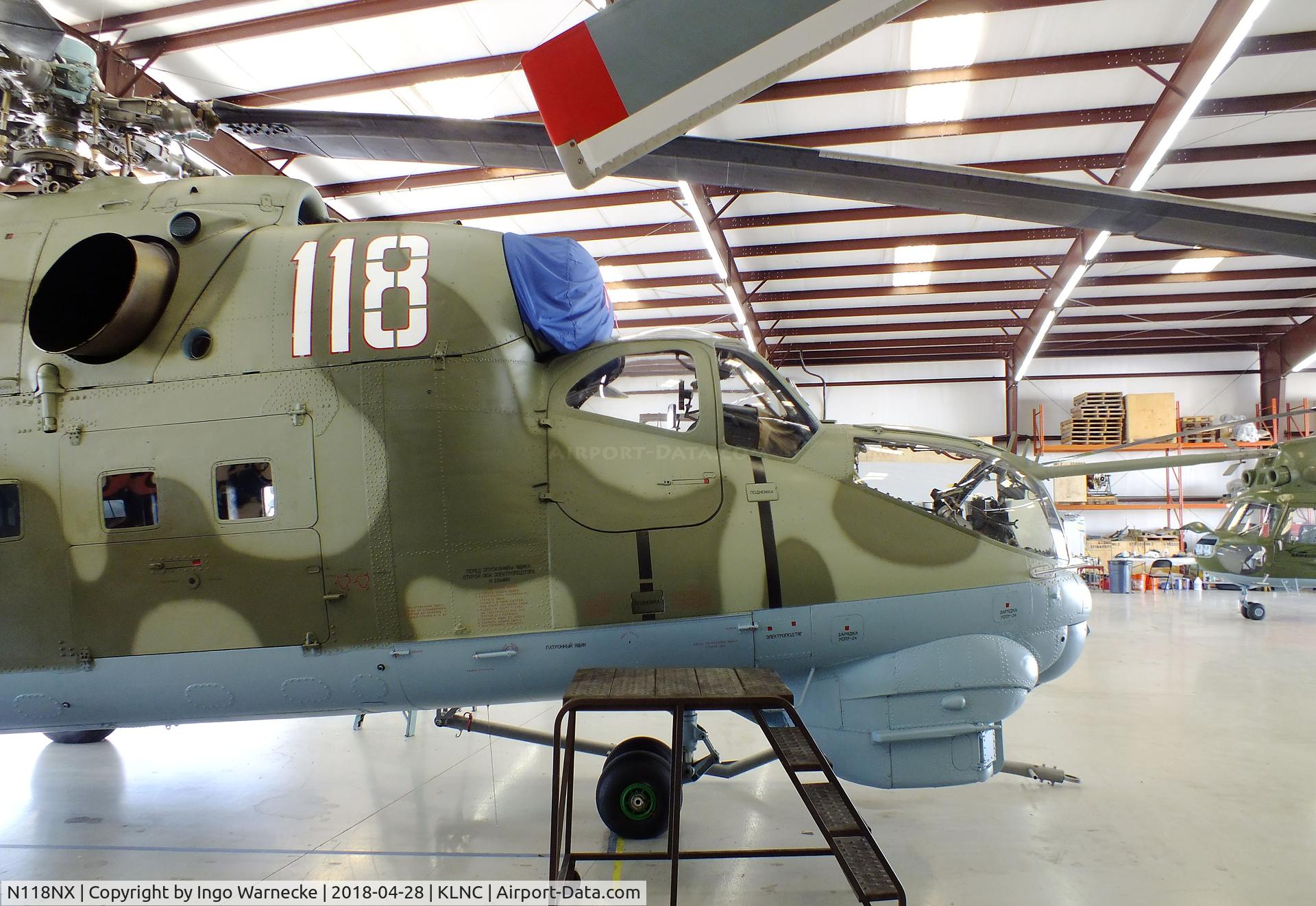 N118NX, Mil MI-24D C/N 150153, Mil Mi-24D HIND-D in a hangar of the former Cold War Air Museum at Lancaster Regional Airport, Dallas County TX