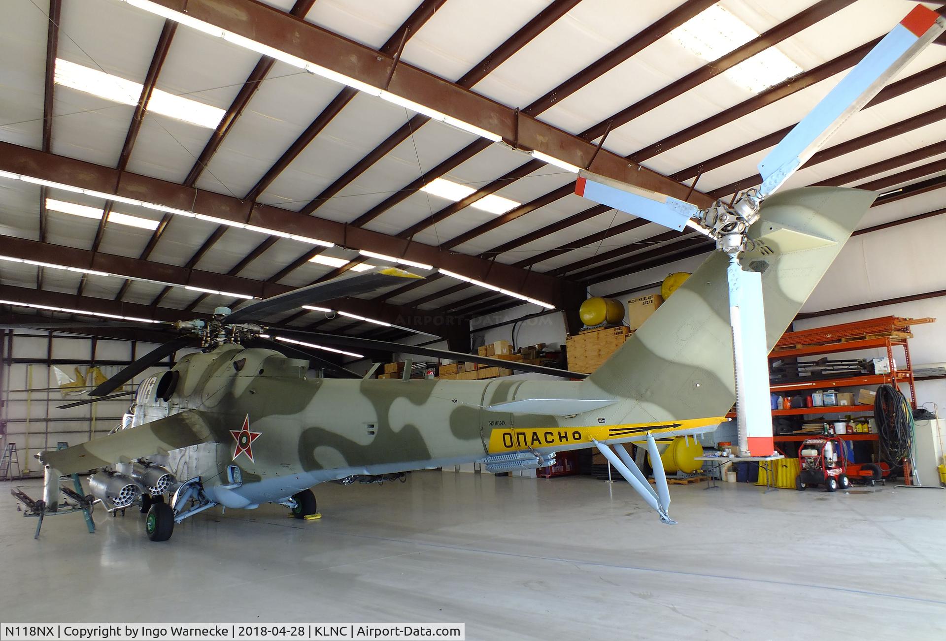 N118NX, Mil MI-24D C/N 150153, Mil Mi-24D HIND-D in a hangar of the former Cold War Air Museum at Lancaster Regional Airport, Dallas County TX