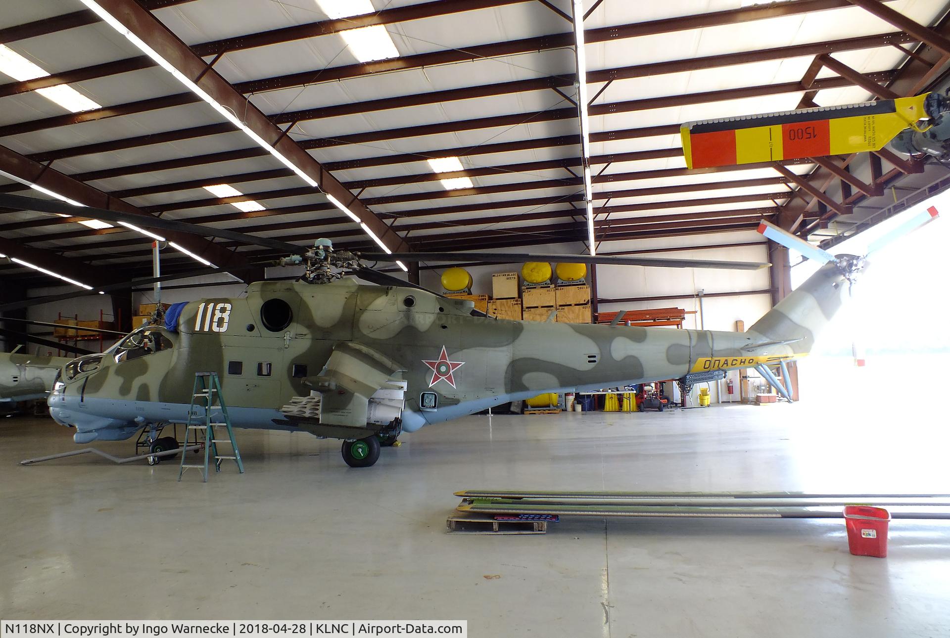 N118NX, Mil MI-24D C/N 150153, Mil Mi-24D HIND-D in a hangar of the former Cold War Air Museum at Lancaster Regional Airport, Dallas County TX