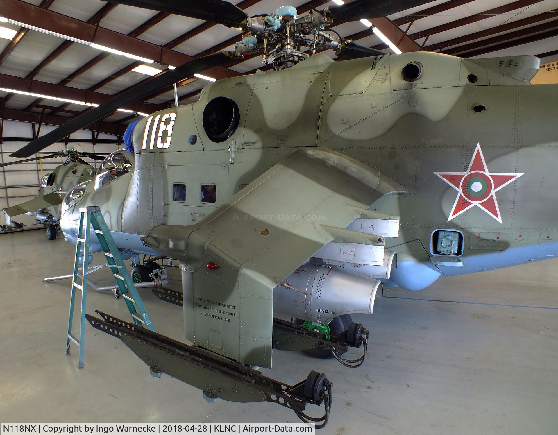 N118NX, Mil MI-24D C/N 150153, Mil Mi-24D HIND-D in a hangar of the former Cold War Air Museum at Lancaster Regional Airport, Dallas County TX
