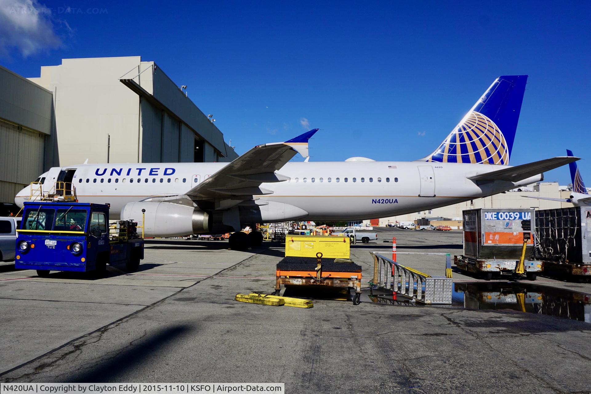 N420UA, 1994 Airbus A320-232 C/N 489, SFO 2015.