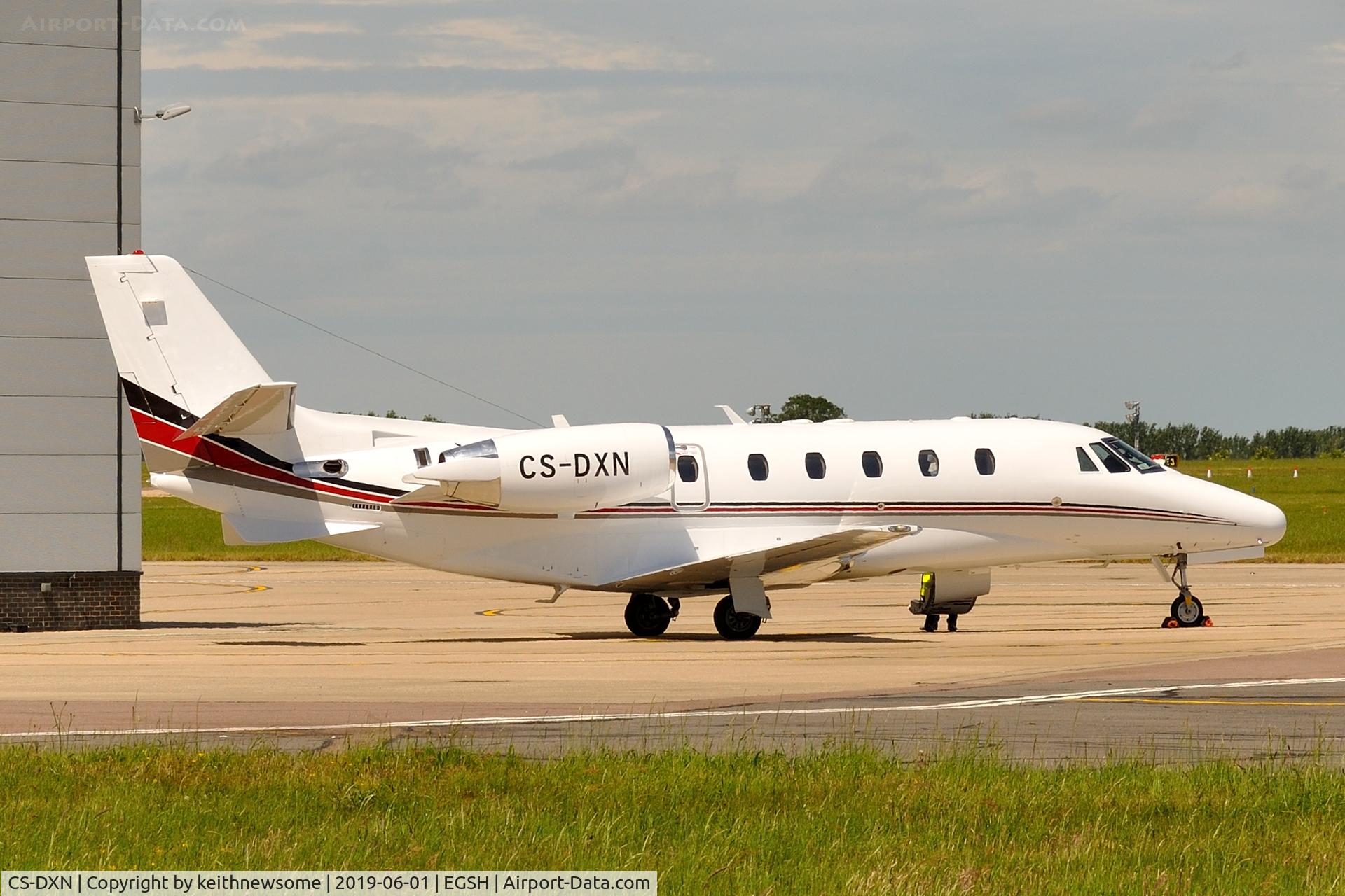 CS-DXN, 2007 Cessna 560XL Citation XLS C/N 560-5685, Preparing to leave Norwich for Paris, Le Bourget.
