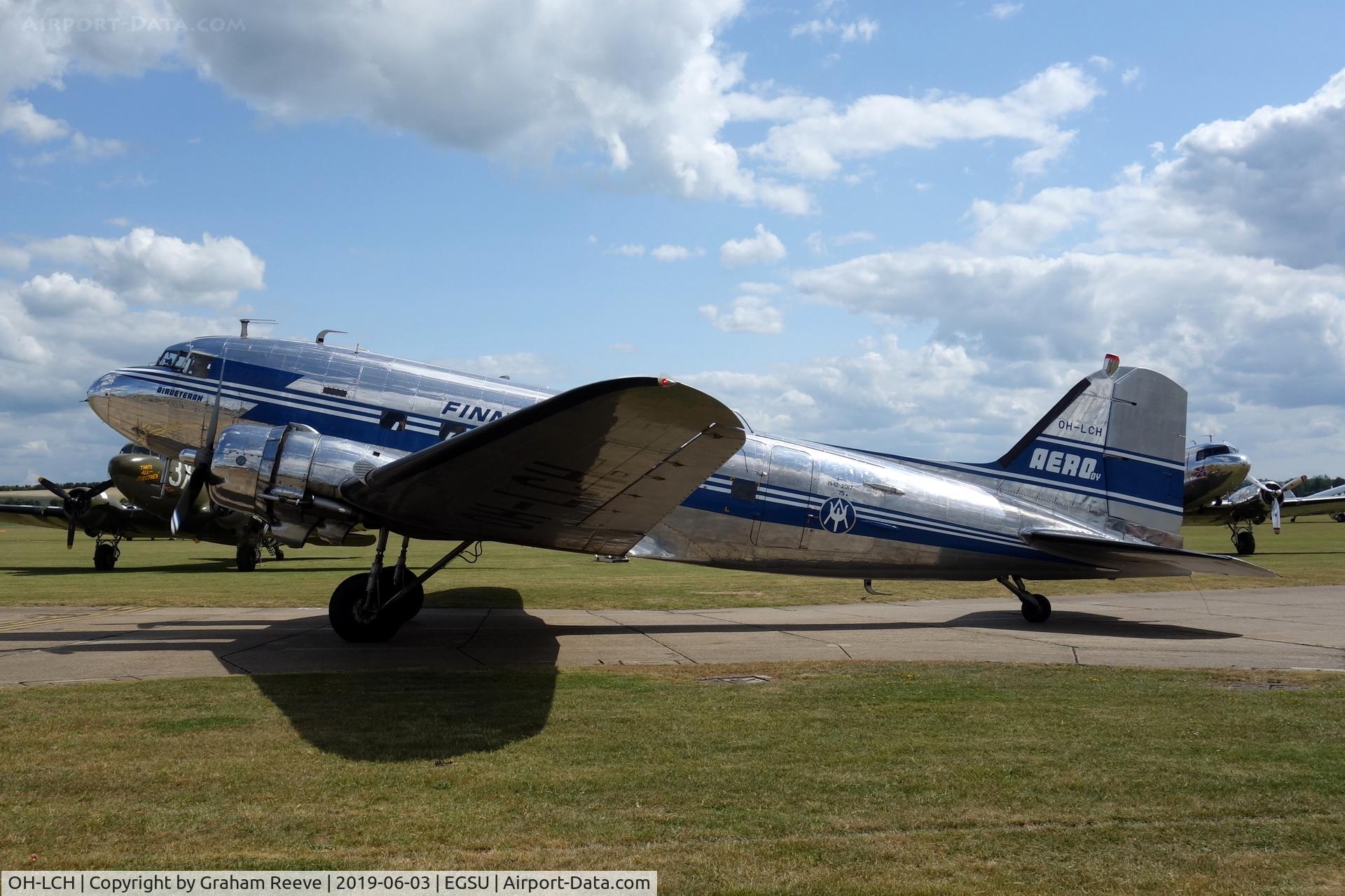 OH-LCH, 1942 Douglas C-53C Skytrooper C/N 6346, Departing from Duxford.