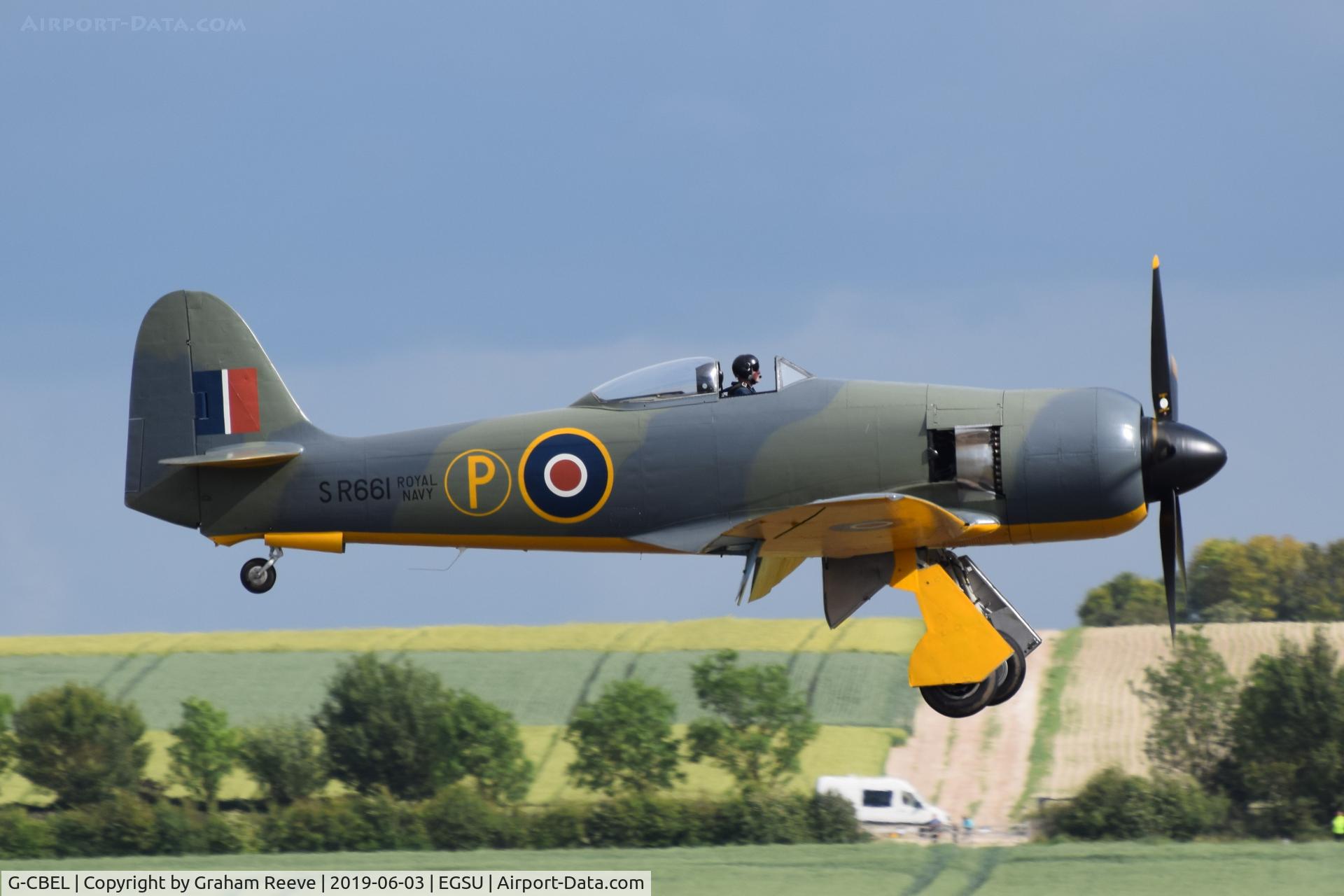 G-CBEL, 1953 Hawker Fury FB11 C/N 37539, Landing at Duxford.