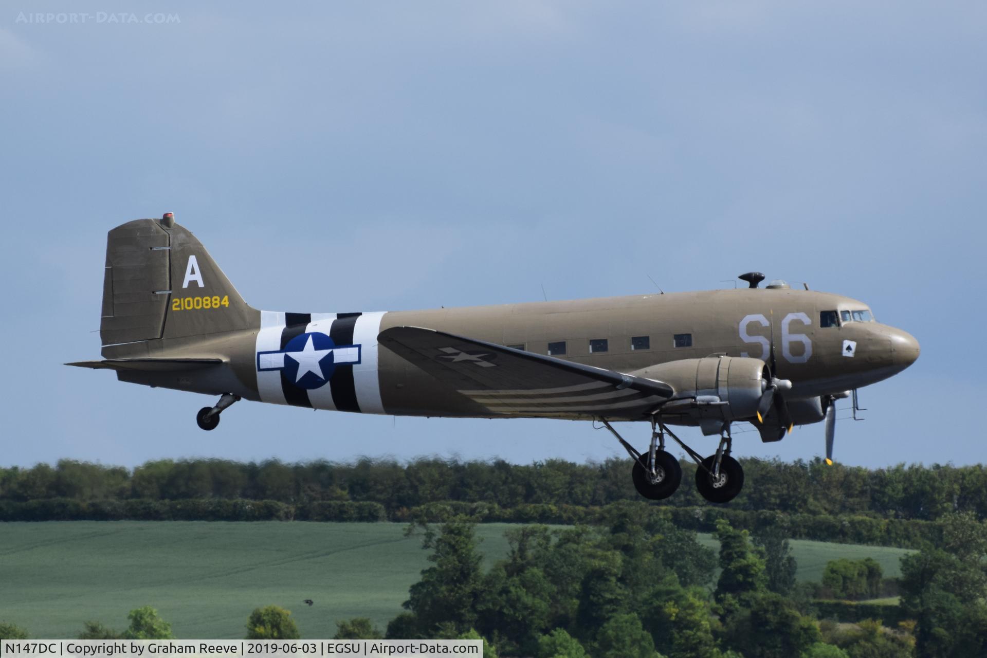 N147DC, 1943 Douglas C-47A-75-DL Skytrain C/N 19347, Landing at Duxford.