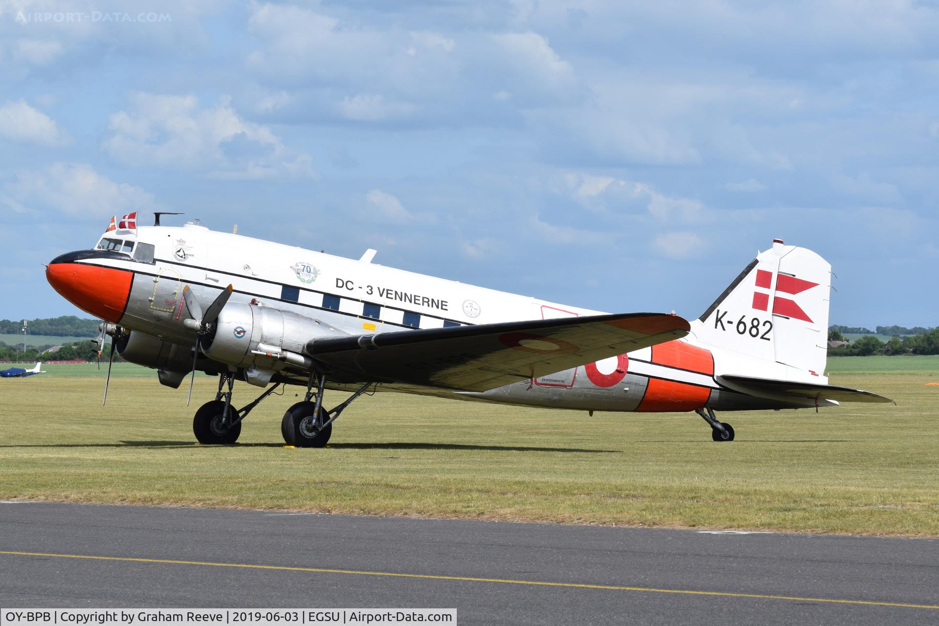 OY-BPB, 1943 Douglas C-47A-85-DL (DC-3A) Skytrain C/N 20019, Parked at Duxford.