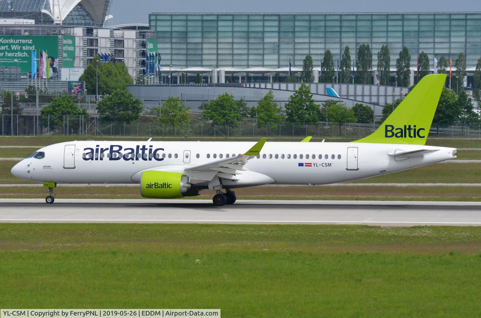 YL-CSM, 2018 Airbus A220-300 C/N 55042, Air Baltic A223 operating out of MUC on behalf of Lufthansa