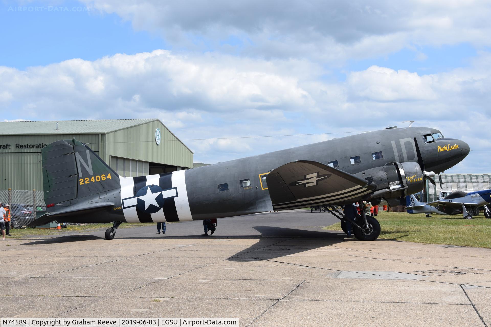 N74589, 1943 Douglas DC3C-S1C3G (C-47A) C/N 9926, Parked at Duxford.