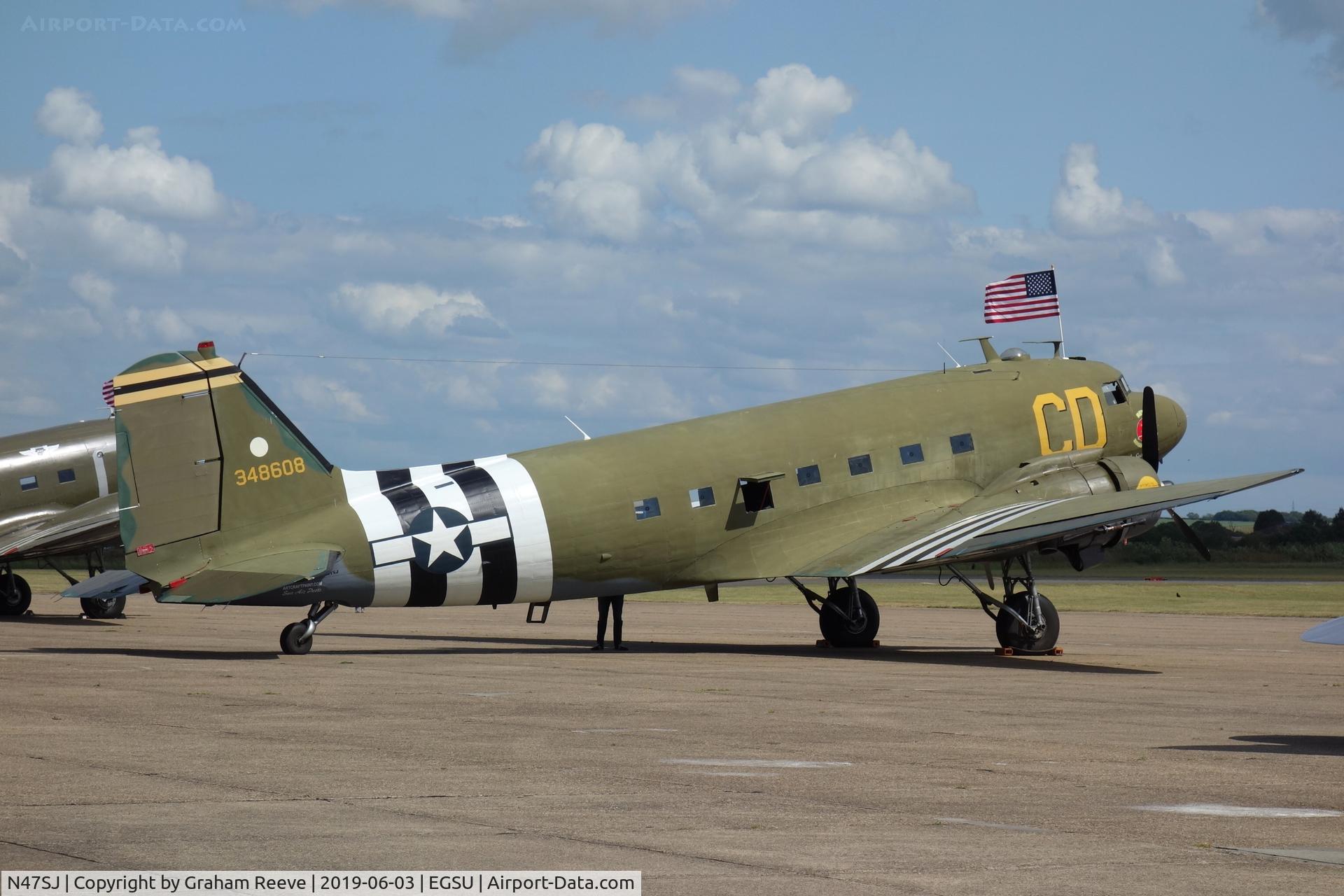 N47SJ, 1943 Douglas DC3C-R (C-47B-5-DK) C/N 14423, Parked at Duxford.
