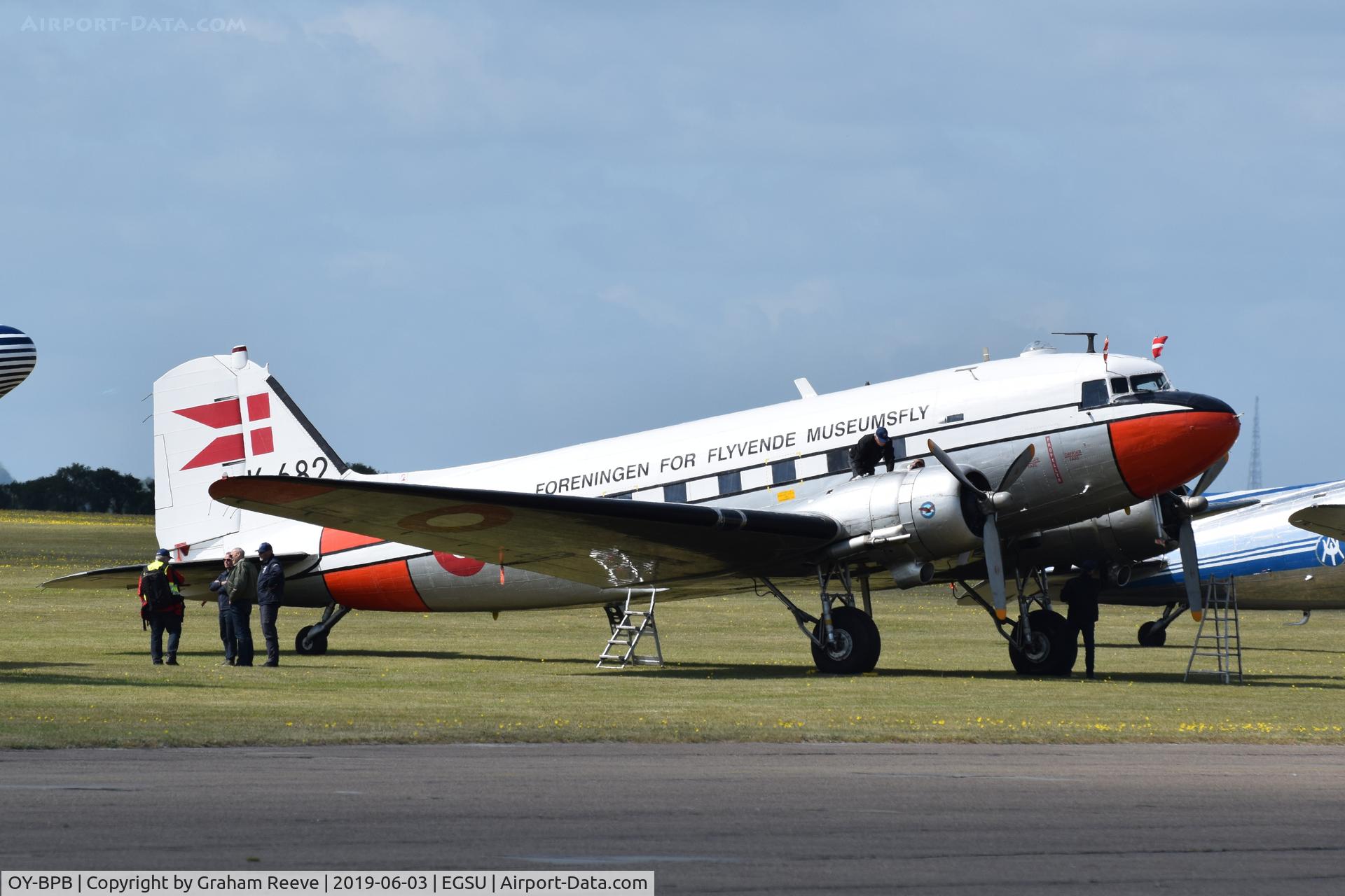 OY-BPB, 1943 Douglas C-47A-85-DL (DC-3A) Skytrain C/N 20019, Parked at Duxford.
