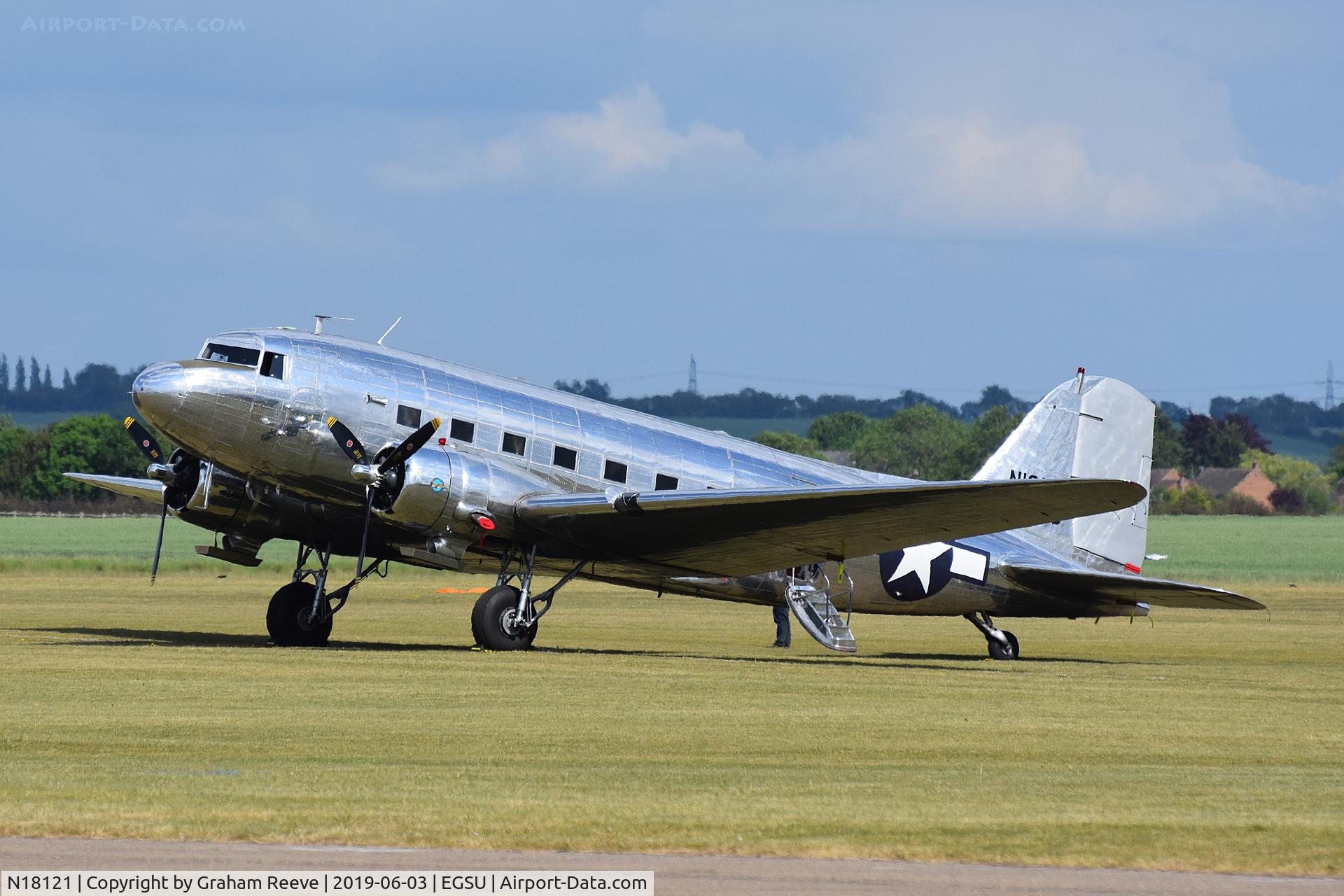 N18121, 1937 Douglas DC-3A (DC-3-201) C/N 1997, Parked at Duxford.