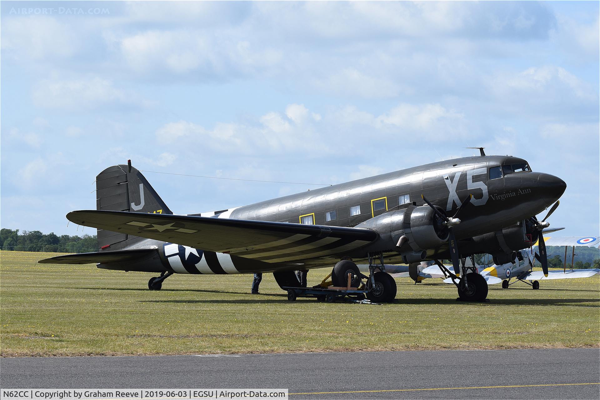 N62CC, 1943 Douglas DC-3C (C-47A-DL) C/N 13798, Parked at Duxford.