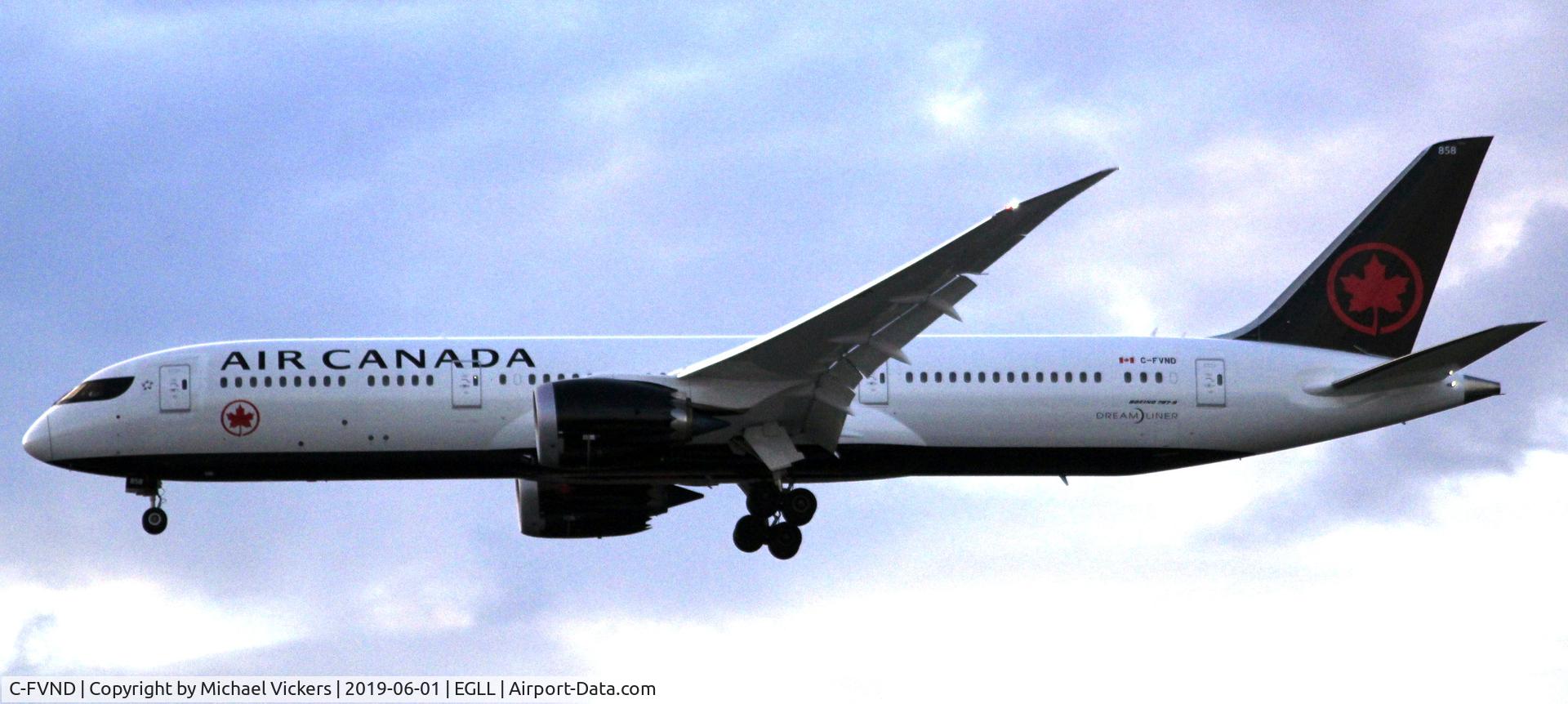 C-FVND, 2019 Boeing 787-9 Dreamliner C/N 38361, Landing 27R