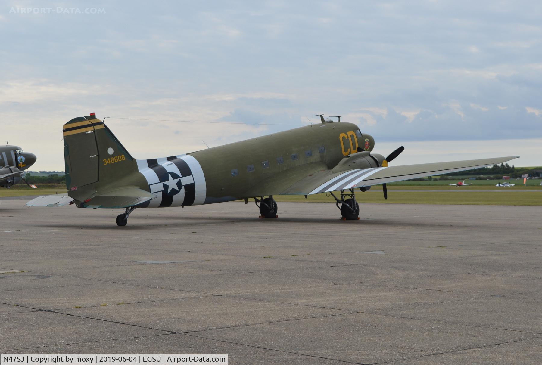 N47SJ, 1943 Douglas DC3C-R (C-47B-5-DK) C/N 14423, Douglas DC3C-R (C-47) at Duxford. Marked as 348608. Ex IDF serial 016