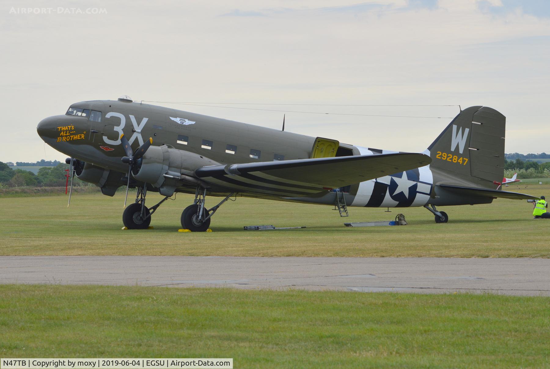 N47TB, 1944 Douglas DC3C (C-47A) C/N 12693, Douglas DC3C at Duxford. Marked as 292847