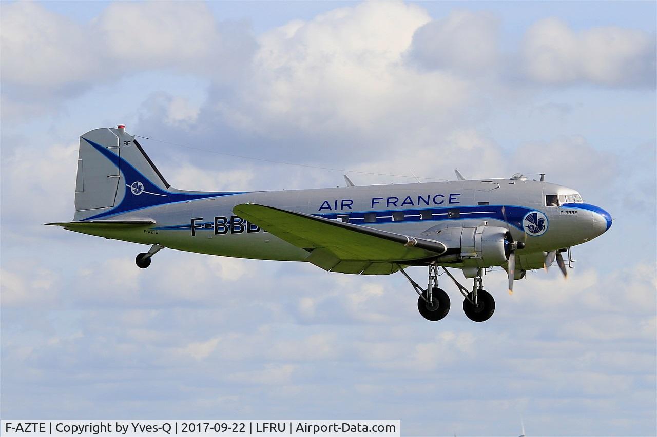 F-AZTE, 1943 Douglas C-47A-1-DL  Skytrain C/N 9172, Douglas C-47A Skytrain, On final rwy 23, Morlaix-Ploujean airport (LFRU-MXN) Air show 2017
