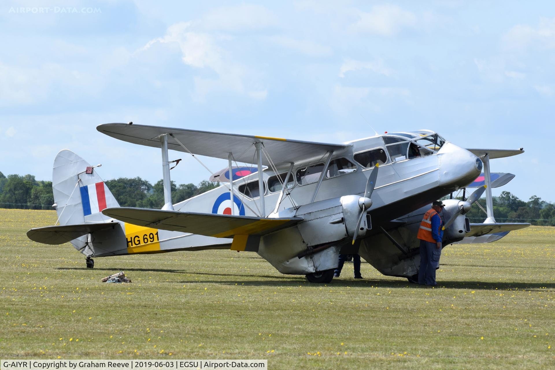 G-AIYR, 1943 De Havilland DH-89A Dominie/Dragon Rapide C/N 6676, Parked at Duxford.
