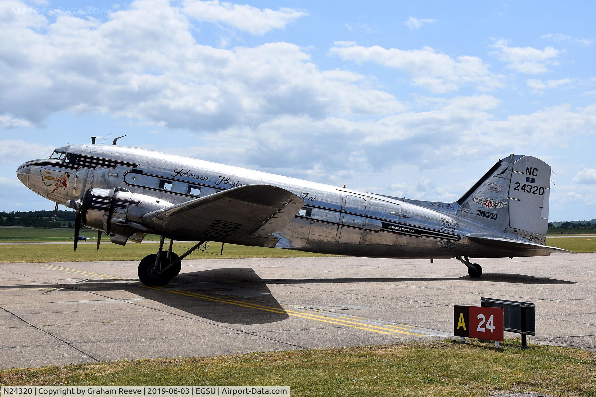 N24320, 1944 Douglas DC-3A-S1C3G C/N 20197, Departing from Duxford.
