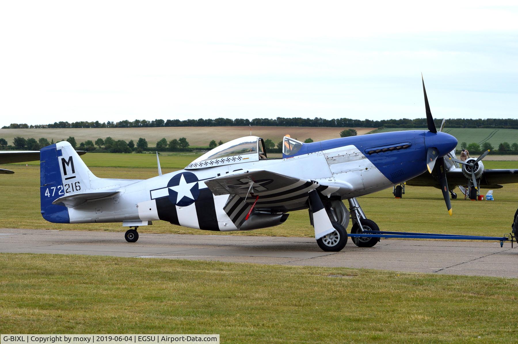 G-BIXL, 1944 North American P-51D Mustang C/N 122-38675, (472216/HO-M Miss Helen), 1944 North American P-51D Mustang at Duxford.