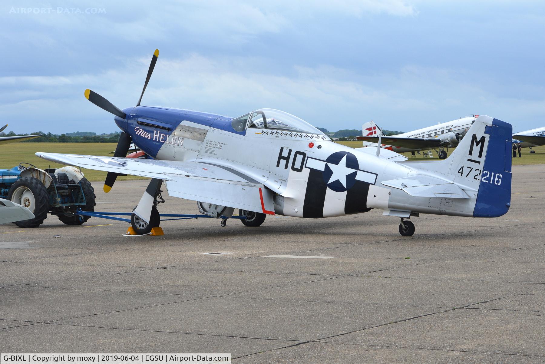 G-BIXL, 1944 North American P-51D Mustang C/N 122-38675, (472216/HO-M Miss Helen), 1944 North American P-51D Mustang at Duxford.