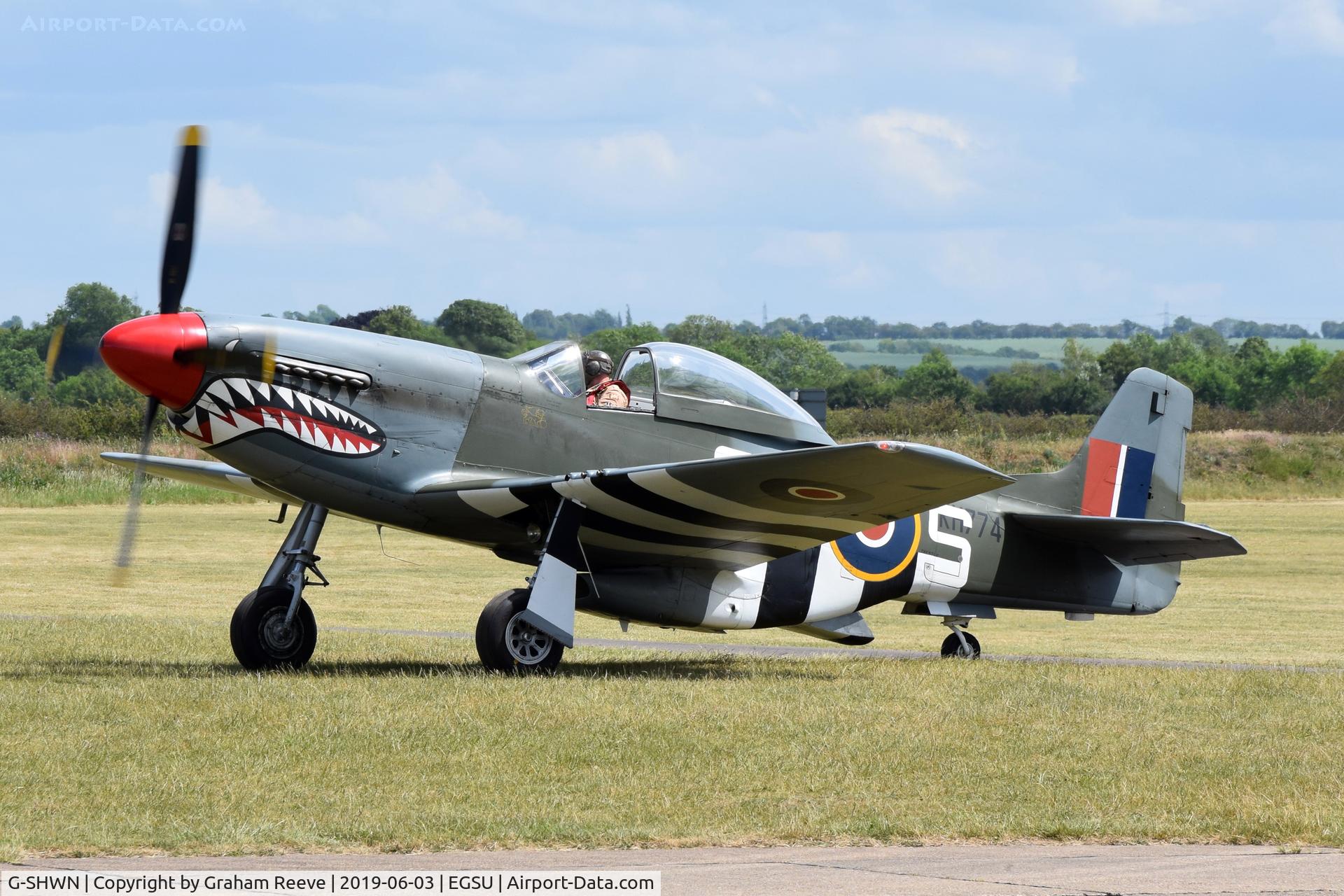 G-SHWN, 1944 North American P-51D Mustang C/N 122-40417, Just landed at Duxford.