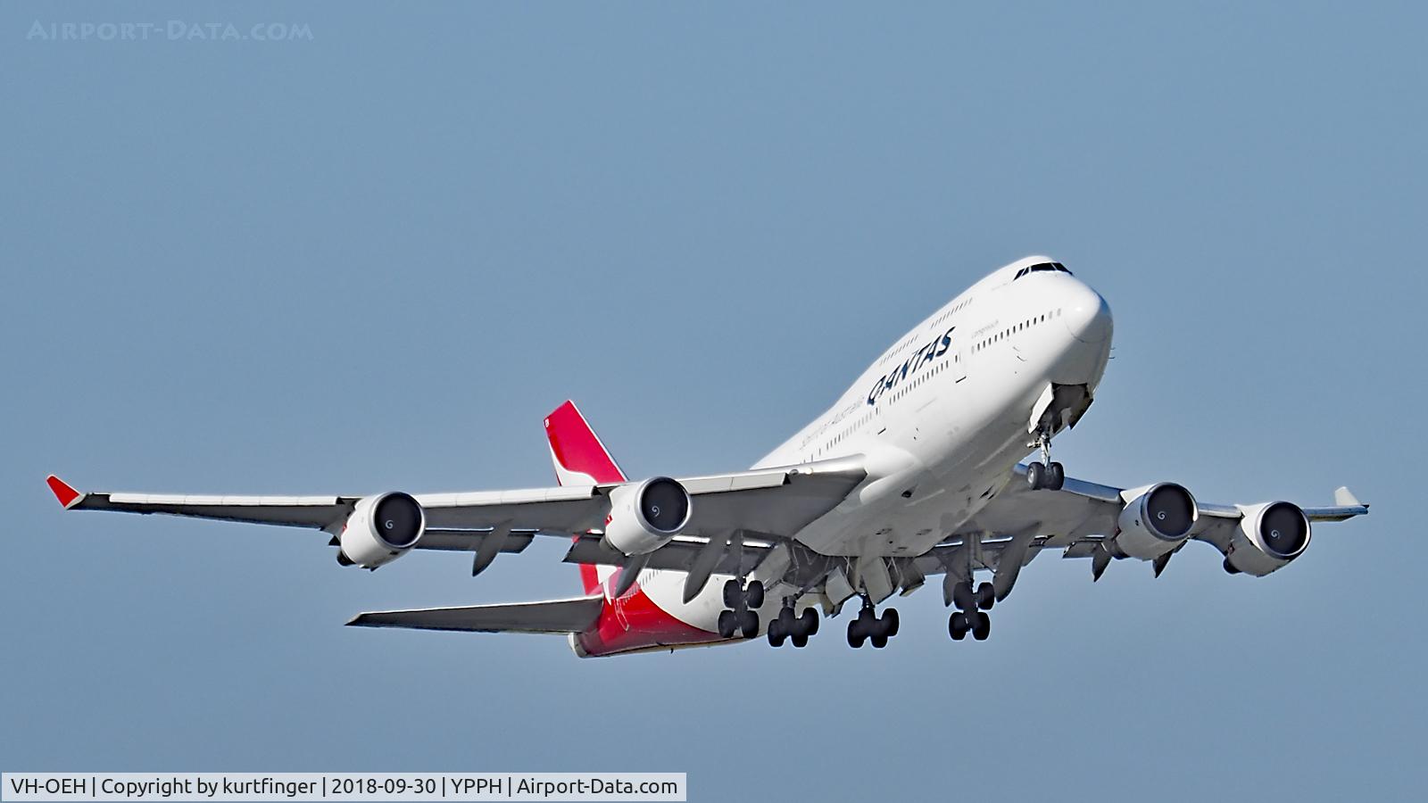 VH-OEH, 2003 Boeing 747-438/ER C/N 32912, Boeing 747-438(ER) Qantas VH-OEH, departed runway 21 YPPH 30/09/18.