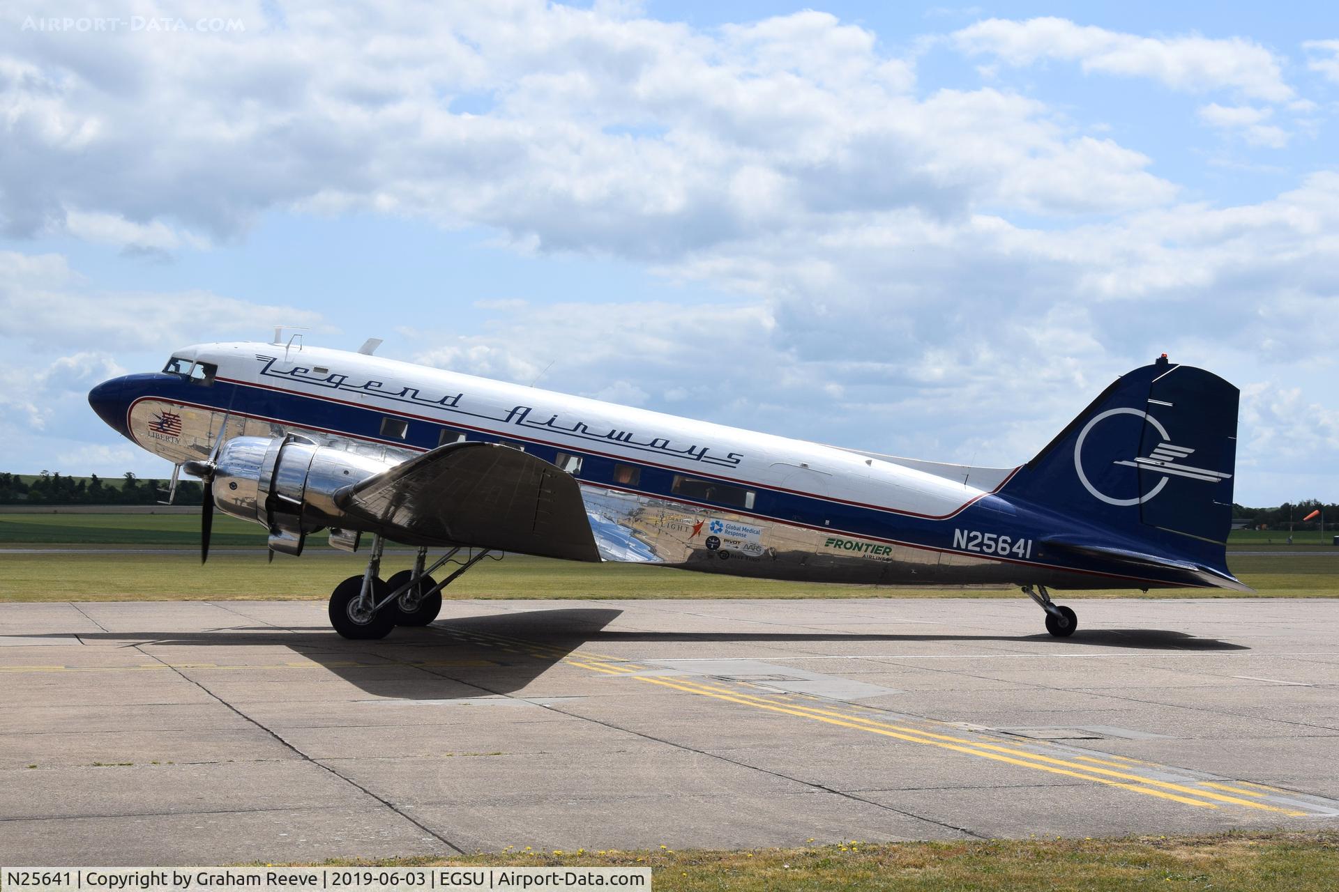 N25641, 1943 Douglas DC3C-S4C4G (C-47) C/N 9059, Departing from Duxford.