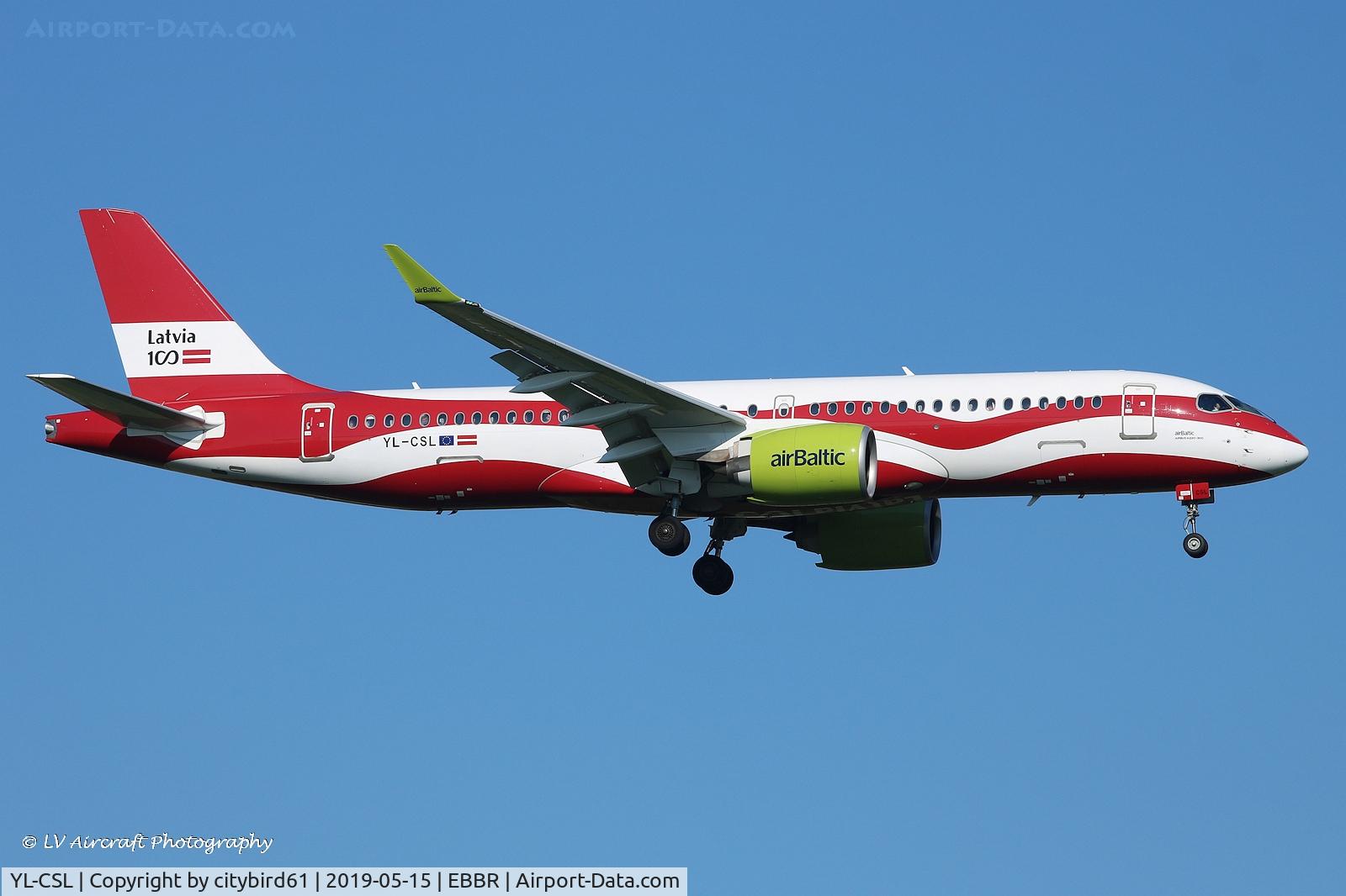 YL-CSL, 2018 Airbus A220-300 C/N 55041, short final RW01