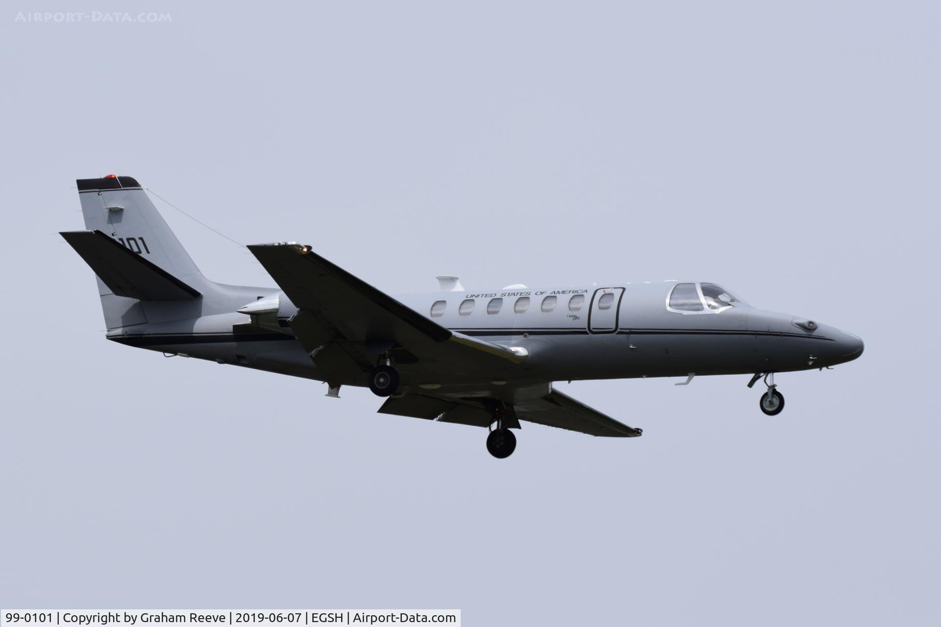 99-0101, 1999 Cessna UC-35A Citation Ultra C/N 560-0534, Landing at Norwich.