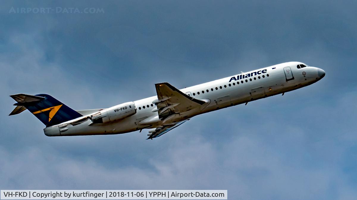 VH-FKD, 1991 Fokker 100 (F-28-0100) C/N 11357, Fokker F100 ALLiance VH-FKD departed runway 24, YPPH 06/11/18