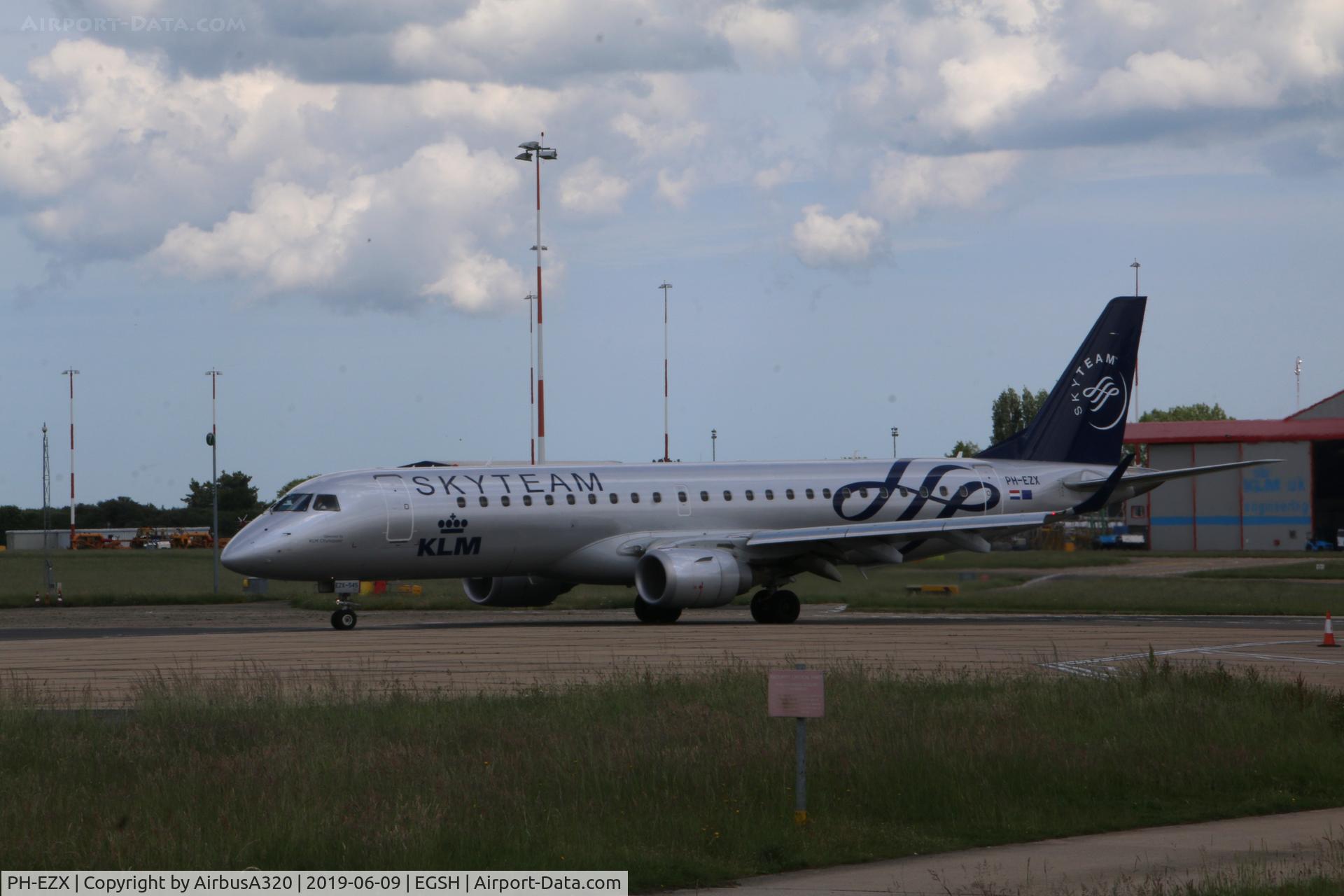 PH-EZX, 2012 Embraer 190LR (ERJ-190-100LR) C/N 19000545, Departing Norwich