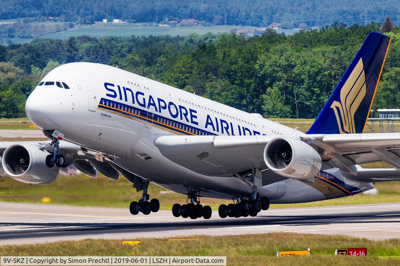 9V-SKZ, 2018 Airbus A380-841 C/N 255, 9V-SKZ @ Zürich Intl. Airport